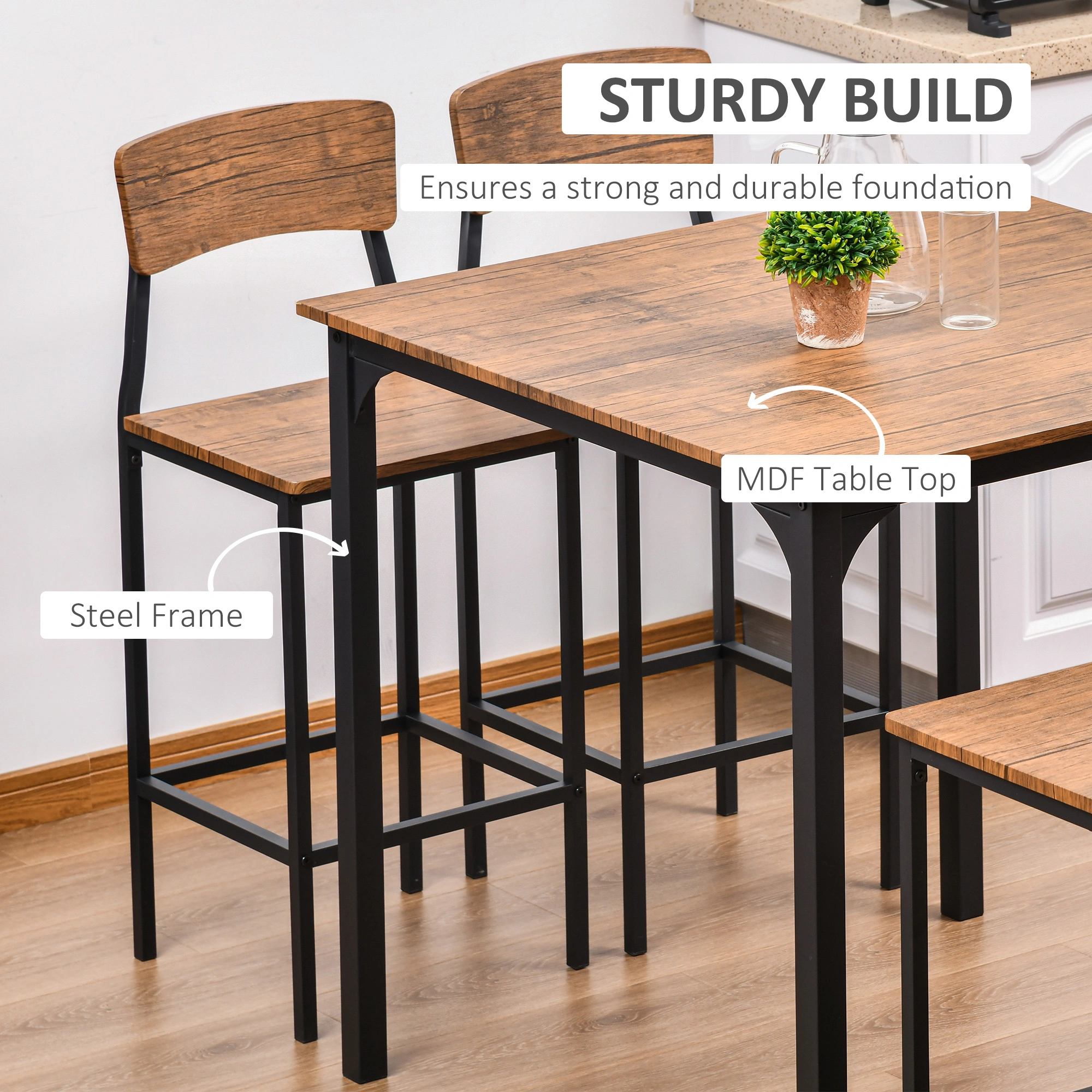 Table and Chair Set for Kids, 5-Piece Wood Play Set with Storage Basket, Indoor Outdoor Use, Multi-Color, Fits 2-6 Year Olds view 3