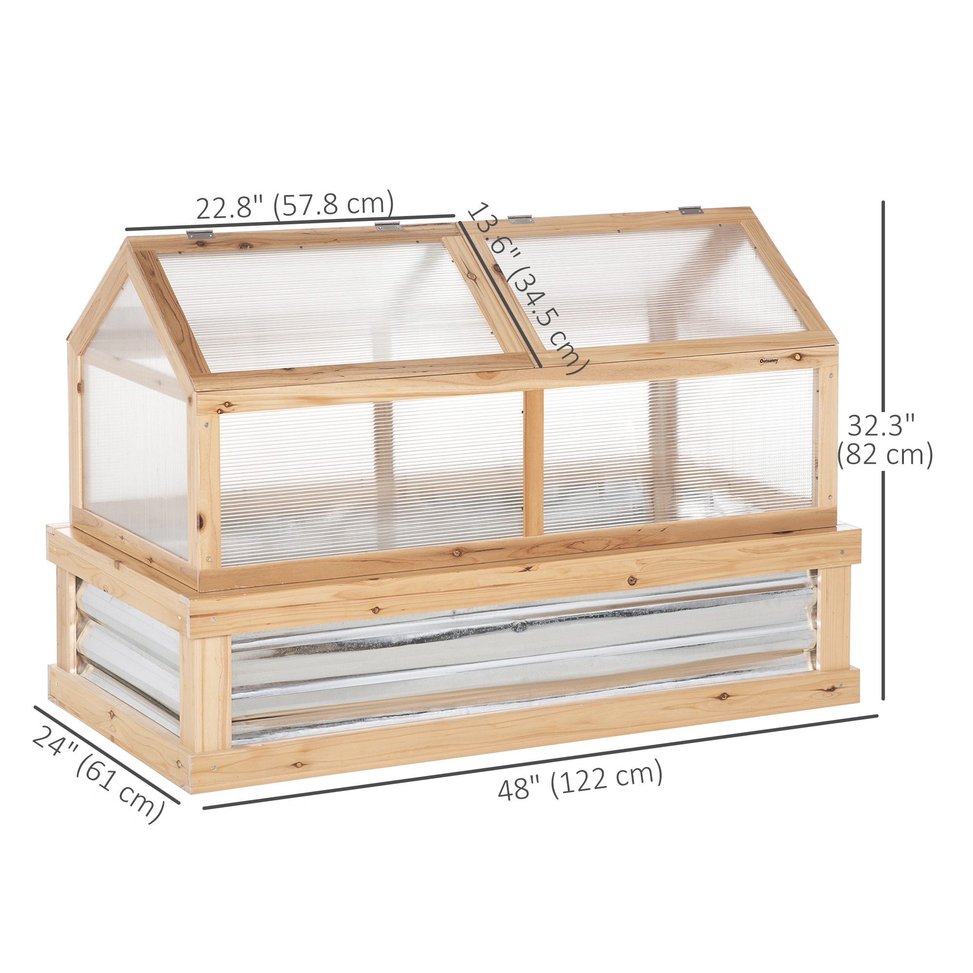 48" x 24" x 32" Wooden Planter Box - Large Raised Garden Bed with Drainage, Outdoor Tree & Flower Planter view 2