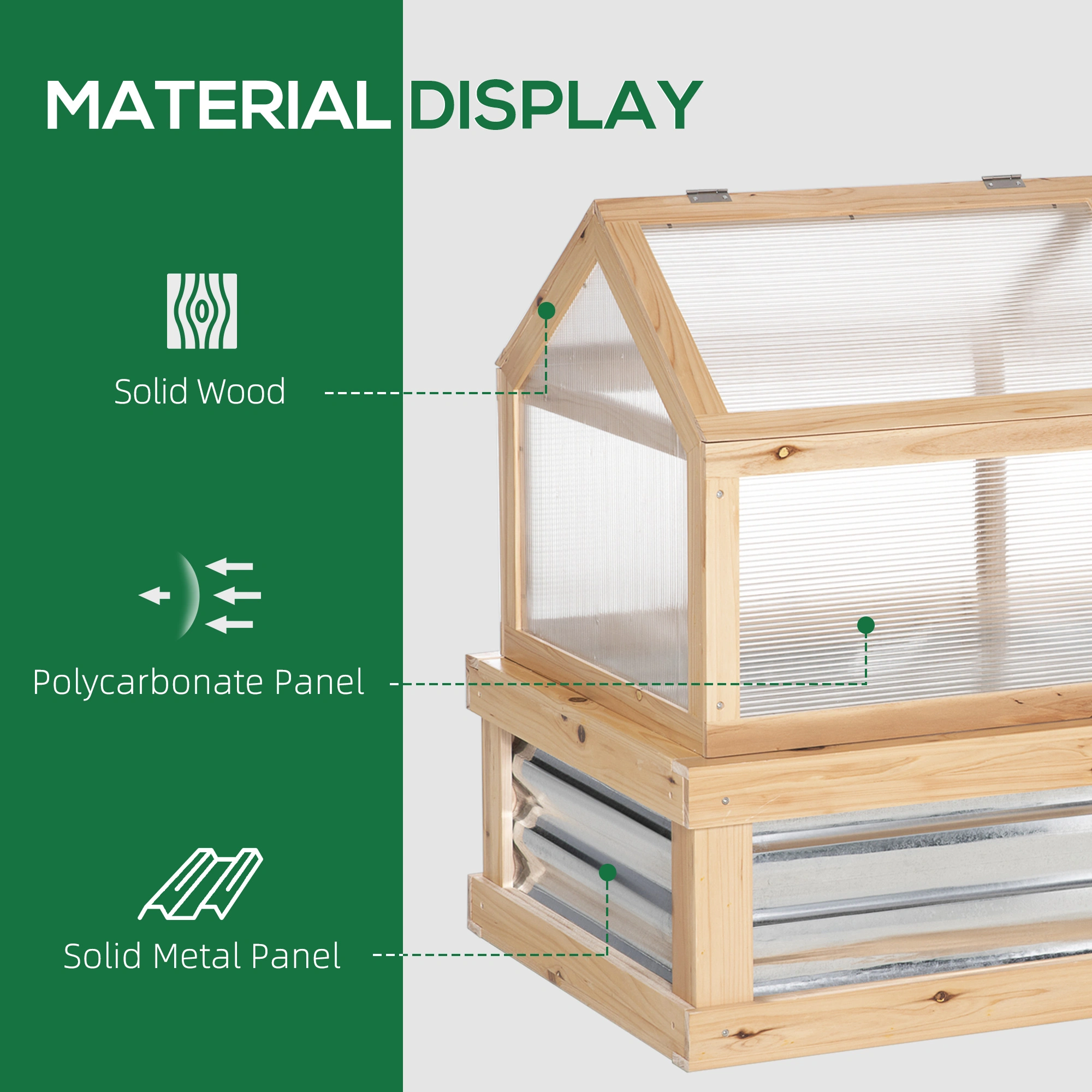 48" x 24" x 32" Wooden Planter Box - Large Raised Garden Bed with Drainage, Outdoor Tree & Flower Planter view 3