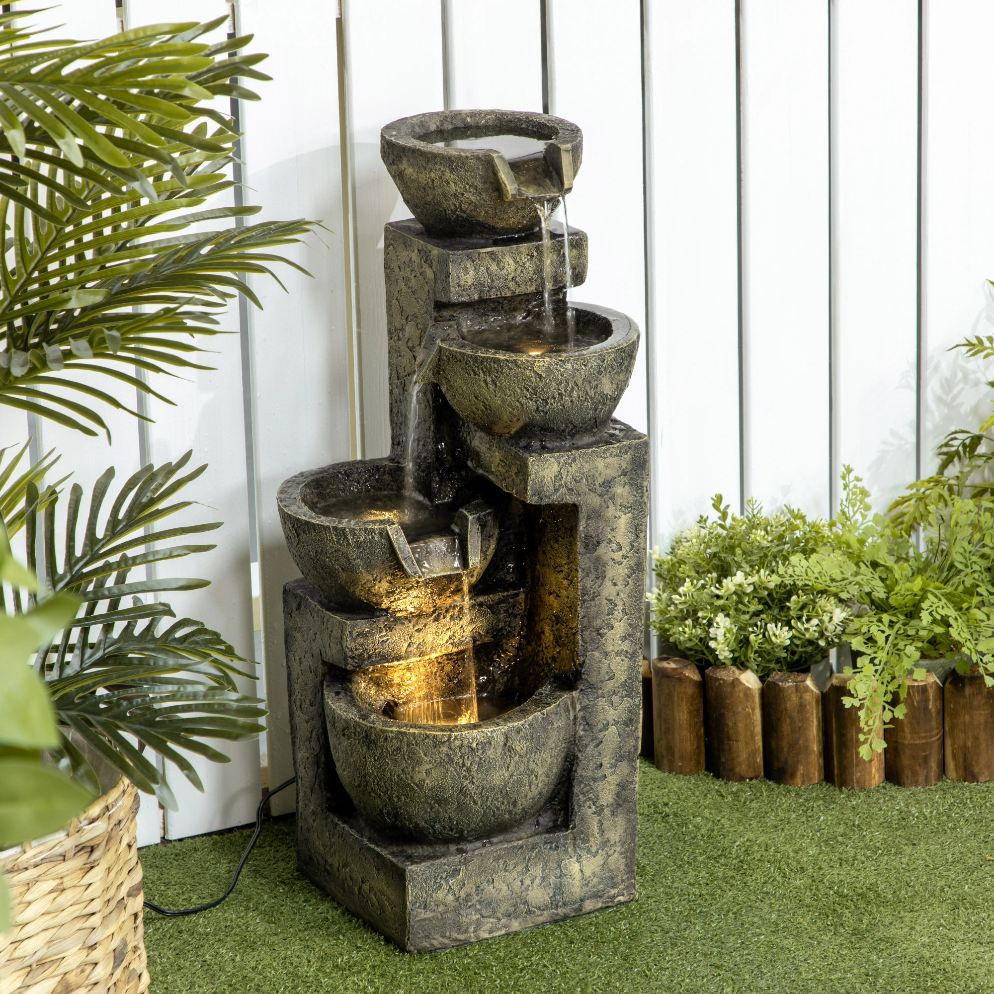 Outdoor Water Fountain for Fish Tank Pond Garden Decoration LED Light, Prohibited by WalMart