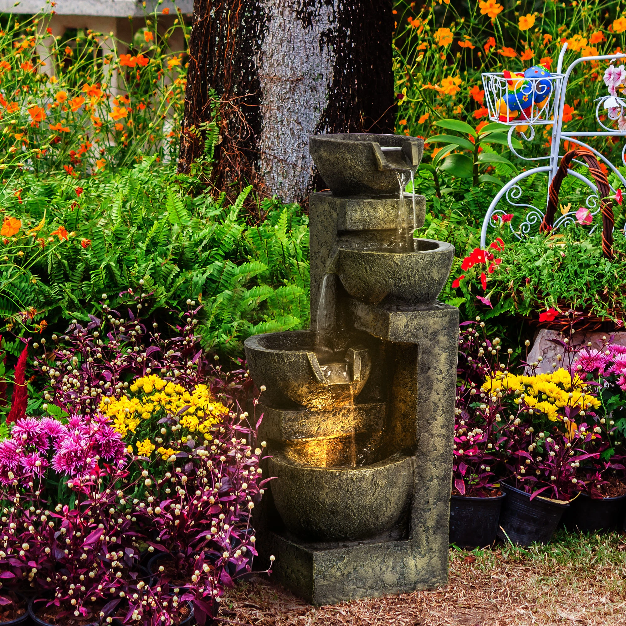 Outdoor Water Fountain for Fish Tank Pond Garden Decoration LED Light, Prohibited by WalMart view 2