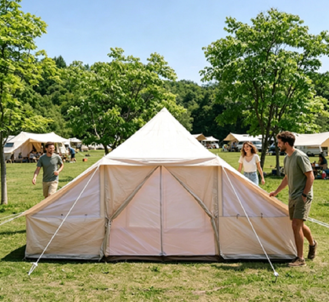 5-8 Person Luxury Glamping Bell Tent, Waterproof Oxford Outdoor Camping Party Tent view 4