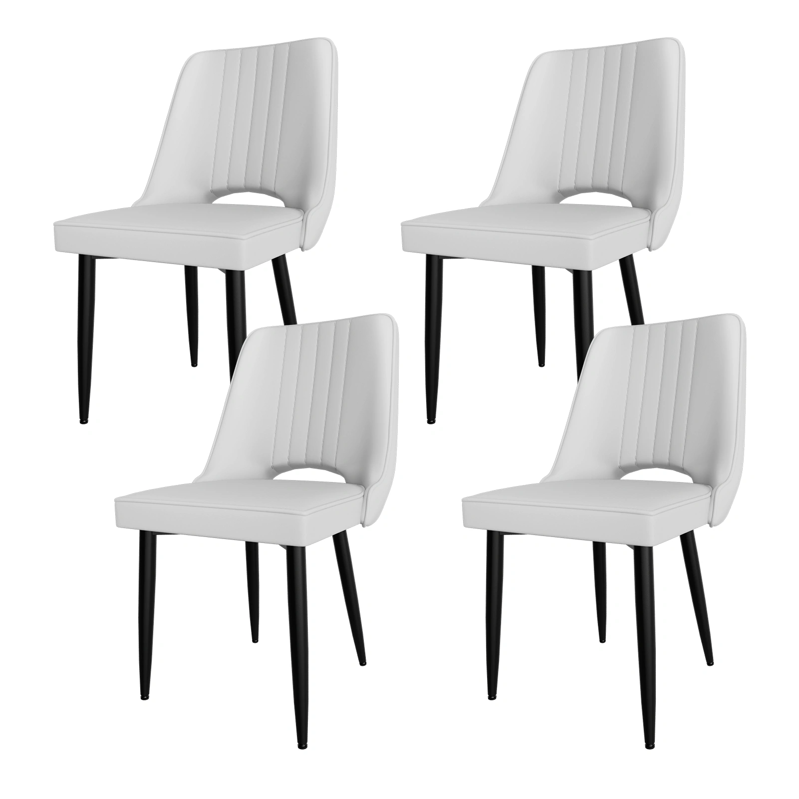 4-Pack Dining Chairs Set Faux Leather High Back with Metal Legs, Padded Kitchen Table Chairs, Modern Upholstered Side Chairs for Dining Room Kitchen Living Room, Black