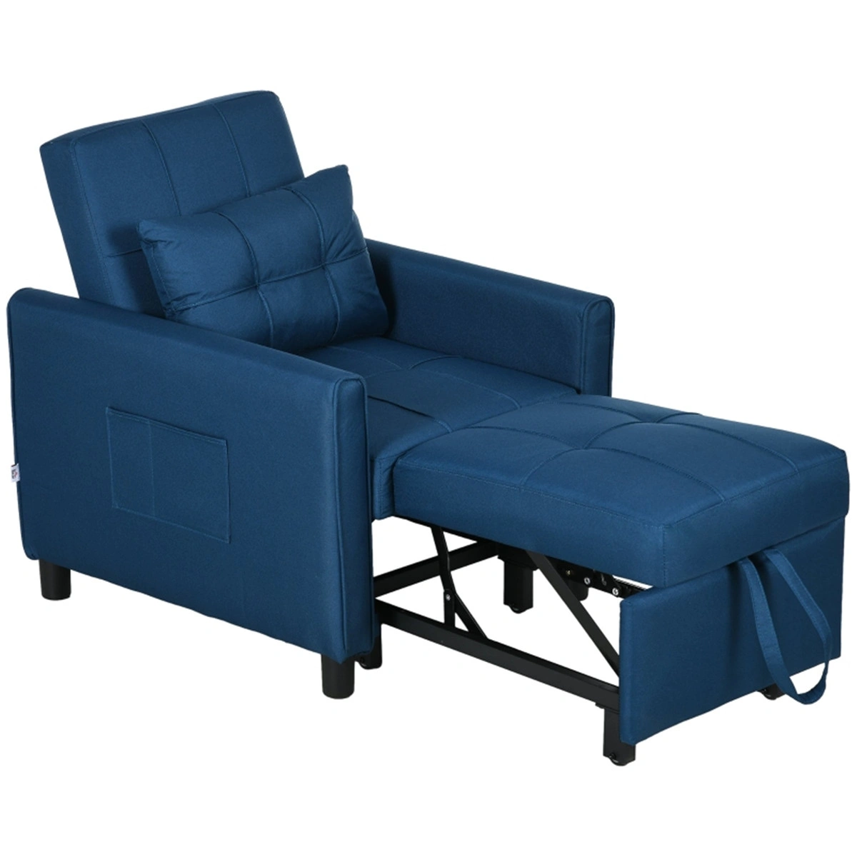 Single Sofa Bed Chair, Foldable Futon Sofa Sleeper, Compact Space-Saving Design, Grey Fabric