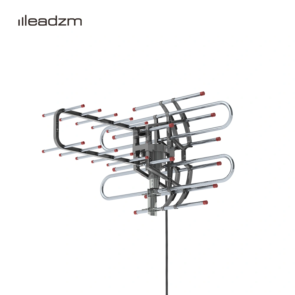 Leadzm TA-851B 350°Rotation UV Dual Frequency 45-860MHz 22-28dB Open Antenna Silver Gray view 2
