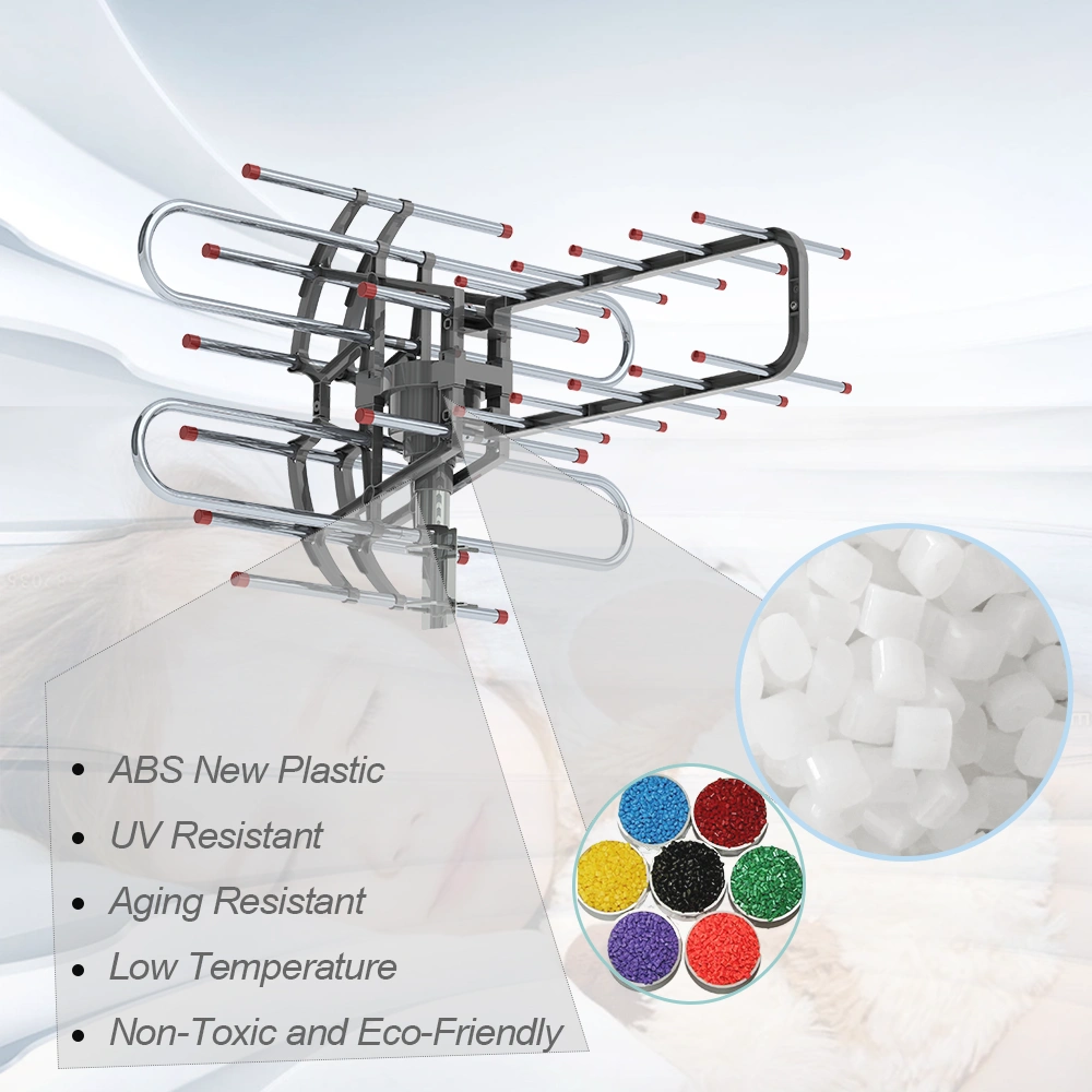 Leadzm TA-851B 350°Rotation UV Dual Frequency 45-860MHz 22-28dB Open Antenna Silver Gray view 8