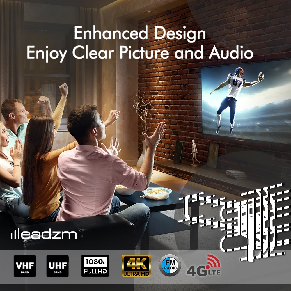 Leadzm TA-851B 350°Rotation UV Dual Frequency 45-860MHz 22-28dB Open Antenna Silver Gray view 9