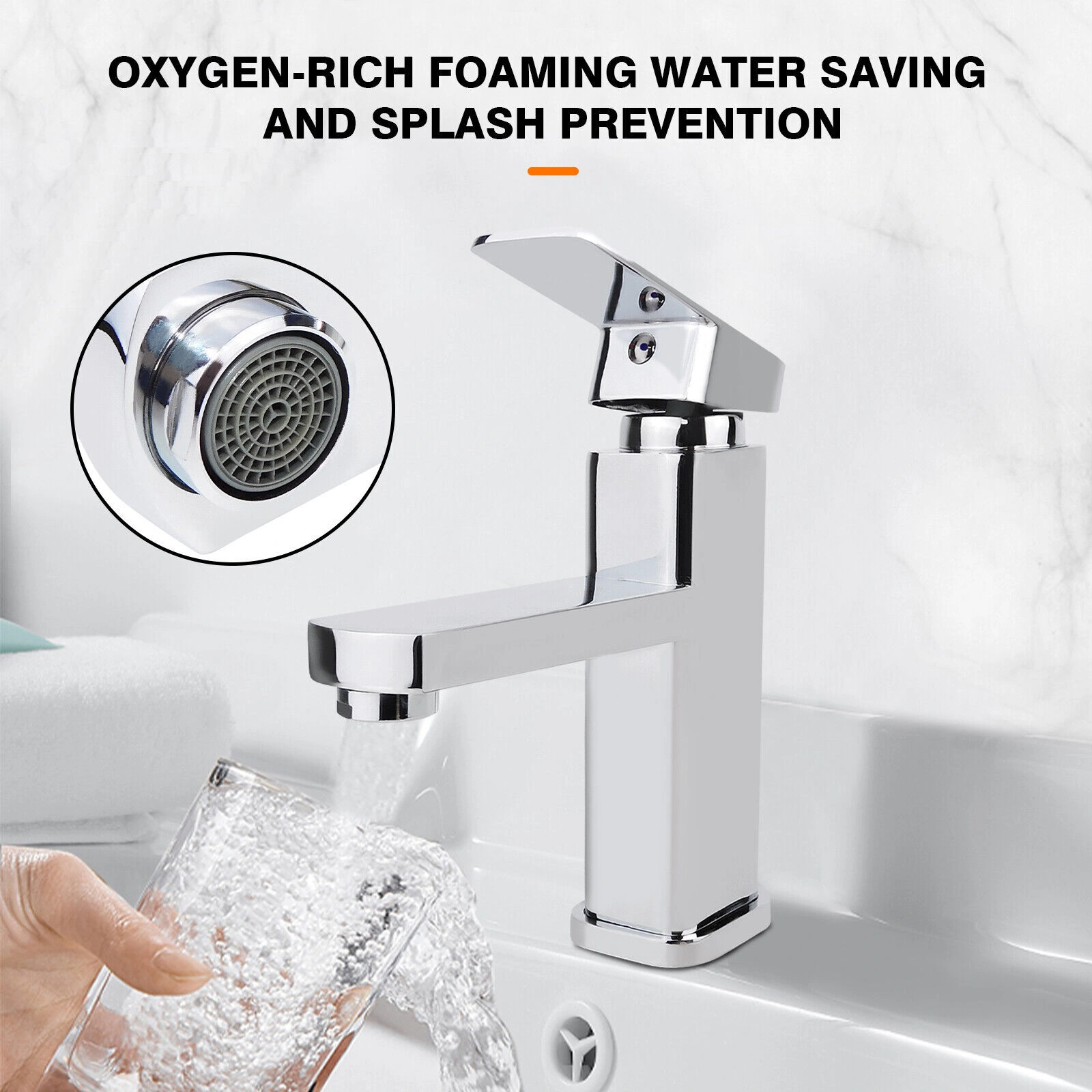 Waterfall Basin Mixer Tap Chrome Single Lever Bathroom Sink Faucet with Waste Set