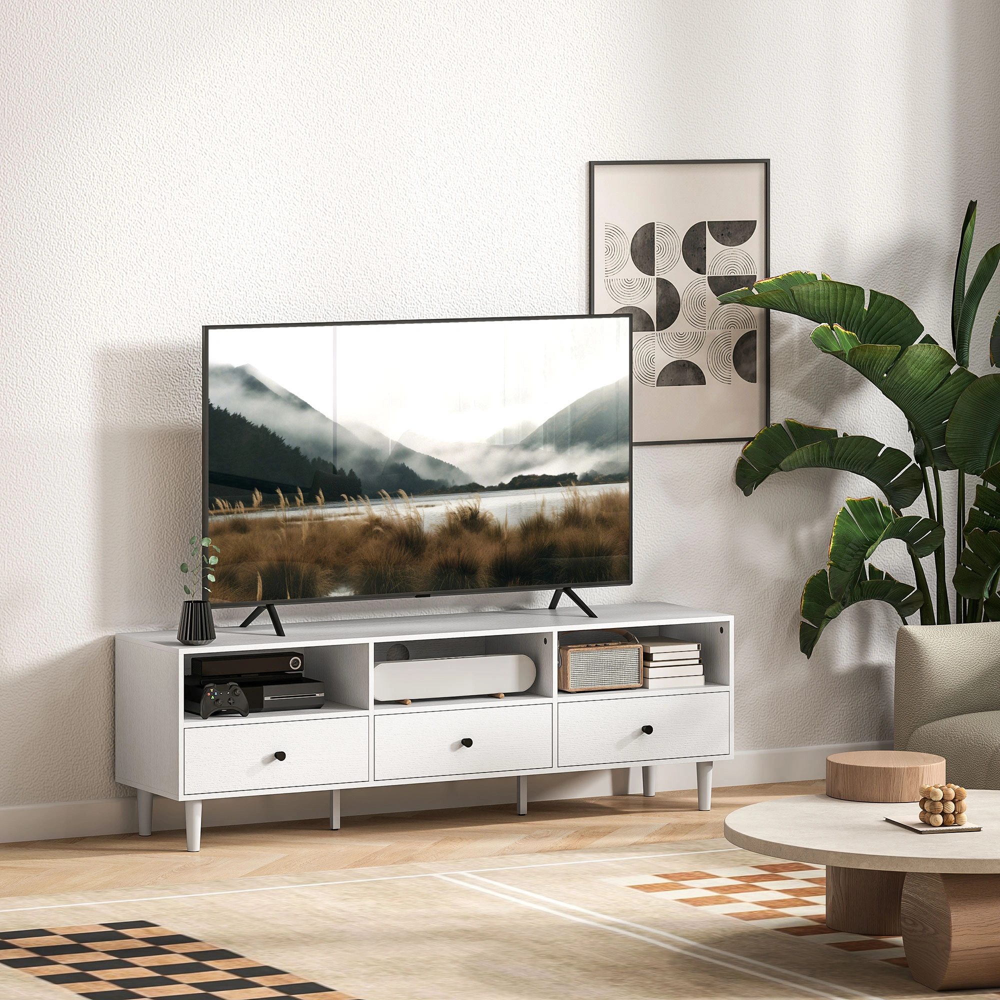 TV Stand Cabinet for 55-65 Inch TVs, Entertainment Center Console with Storage Shelves, Media TV stand for Living Room view 5