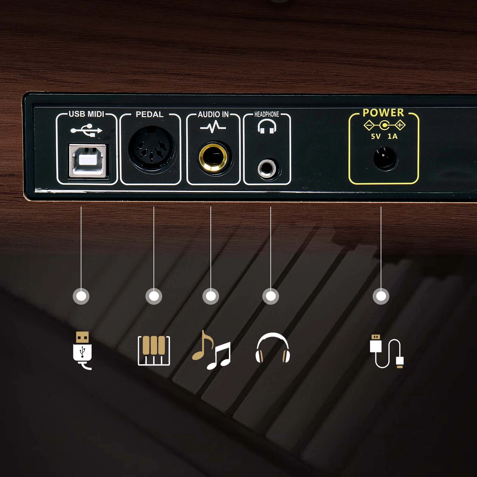 GDP-104 88 Keys Full Weighted Digital Piano with Furniture Stand Power Adapter Triple Pedals Headphones Black Walnut All Levels view 3