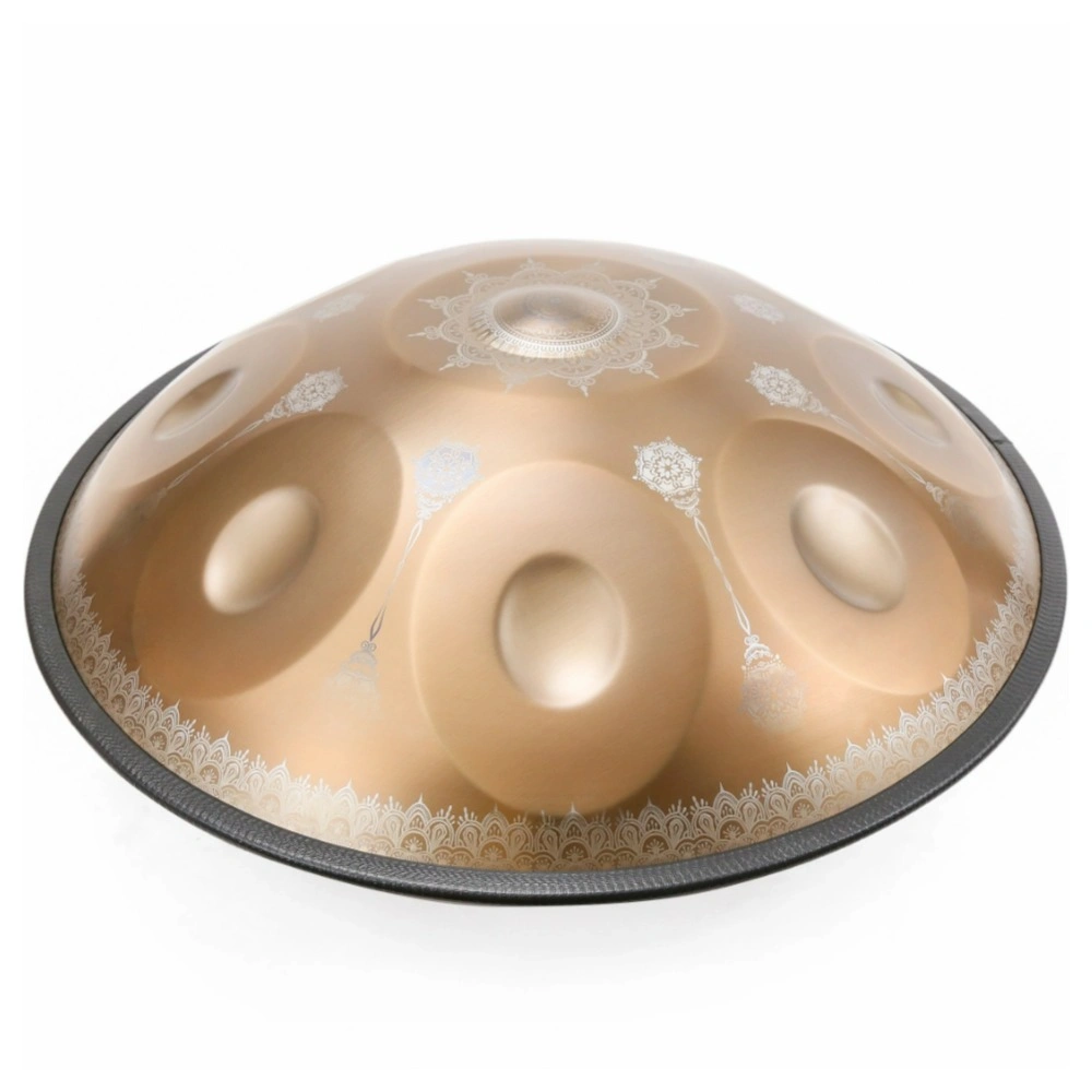 10 Note Mandala Handpan Drum, Gold Steel Percussion Instrument, Decorative Hanger Drum for Home Office & Meditation view 3