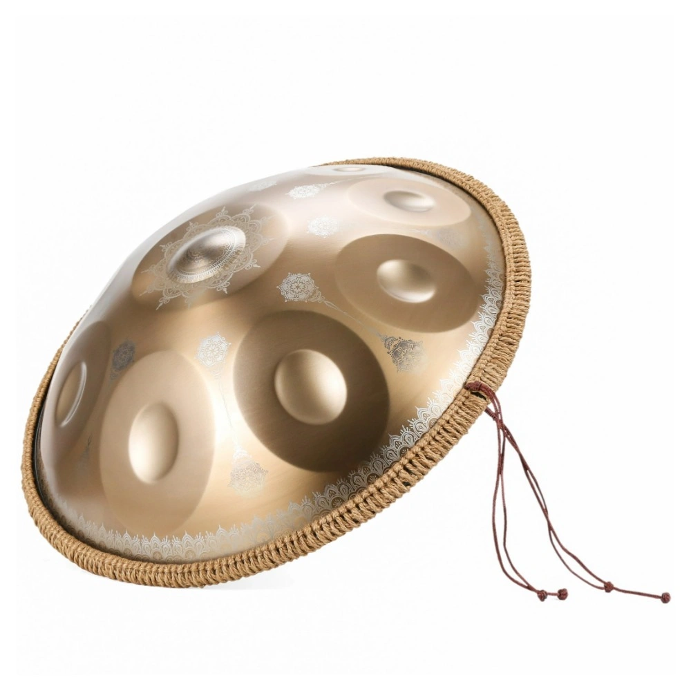 10 Note Mandala Handpan Drum, Gold Steel Percussion Instrument, Decorative Hanger Drum for Home Office & Meditation view 5