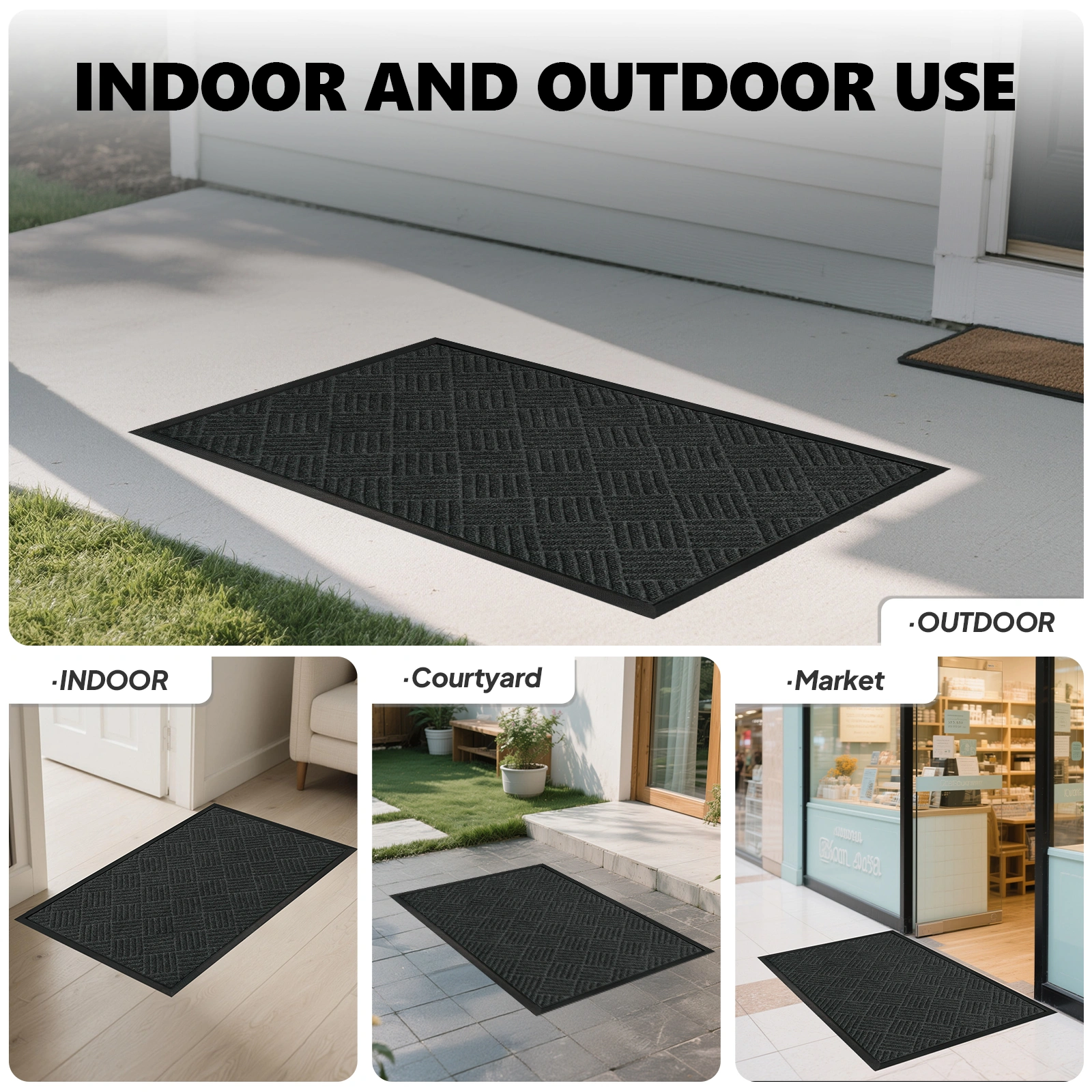 1PC Diagonal Grid Composite Rubber Mat, Gray, 60x90x0.7cm, Kitchen & Home Anti-Fatigue Floor Mat view 8