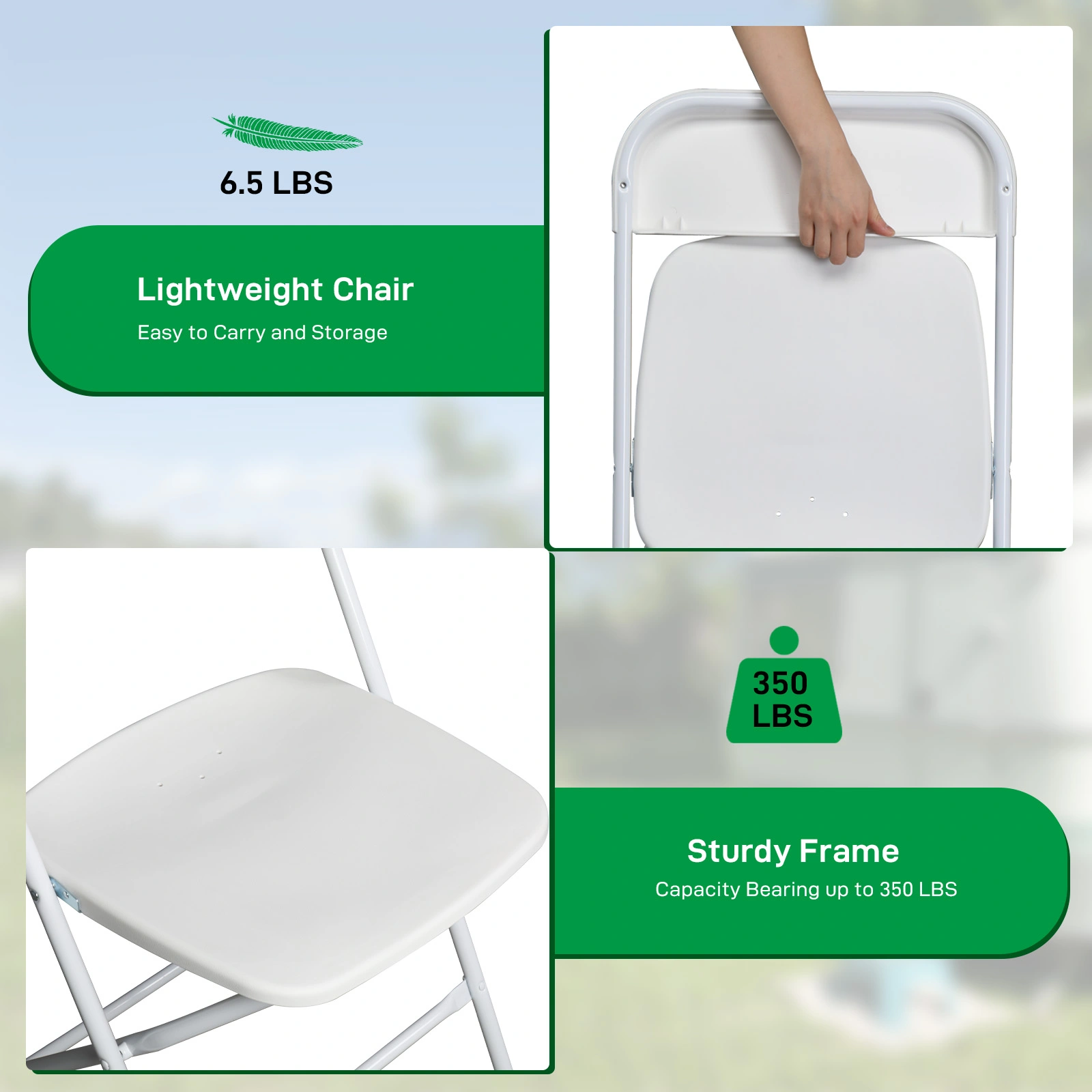 10pcs Injection Molding Classic Garden Plastic Folding Chair White view 12