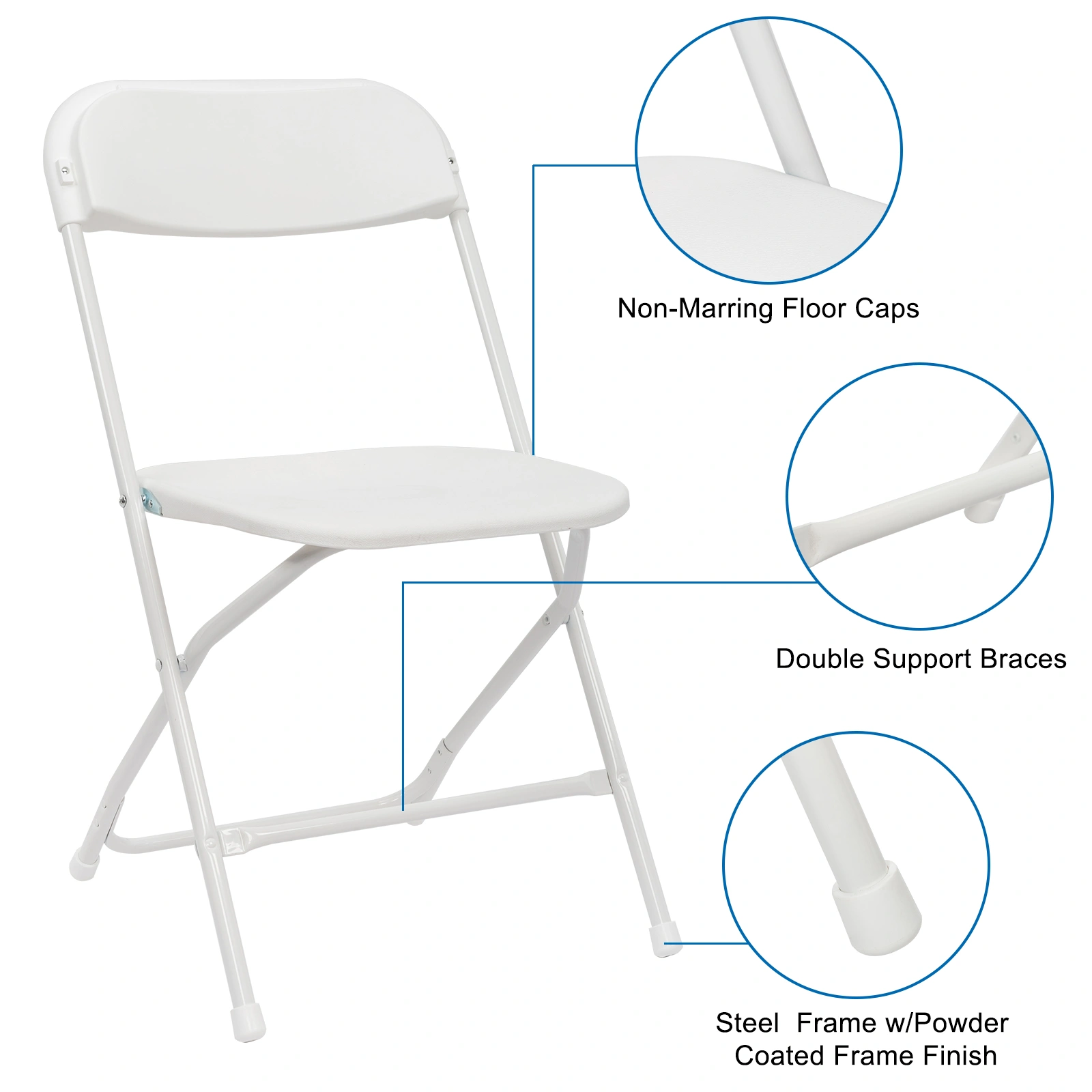 10pcs Injection Molding Classic Garden Plastic Folding Chair White view 31