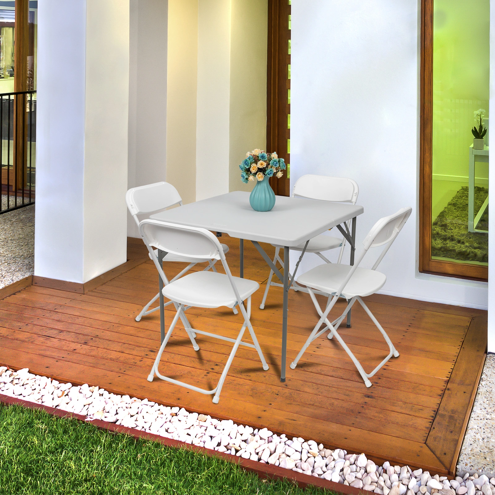 10pcs Injection Molding Classic Garden Plastic Folding Chair White view 32