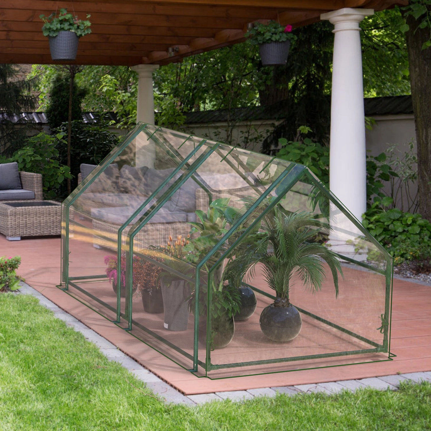 70.86*33.46*37.4 in Portable Mini Greenhouse With Roll-Up Zipper Doors Waterproof UV-Resistant PVC Cover Hot House For Indoor Outdoor Garden Patio Backyard view 3