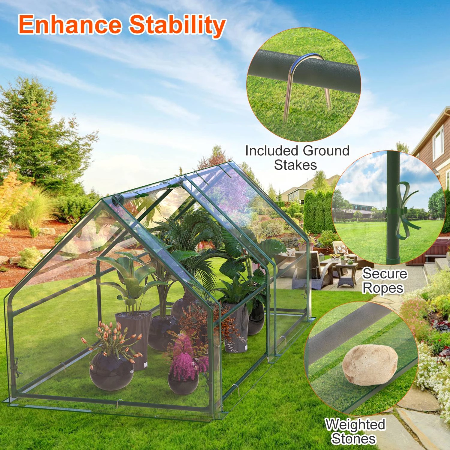 70.86*33.46*37.4 in Portable Mini Greenhouse With Roll-Up Zipper Doors Waterproof UV-Resistant PVC Cover Hot House For Indoor Outdoor Garden Patio Backyard view 6