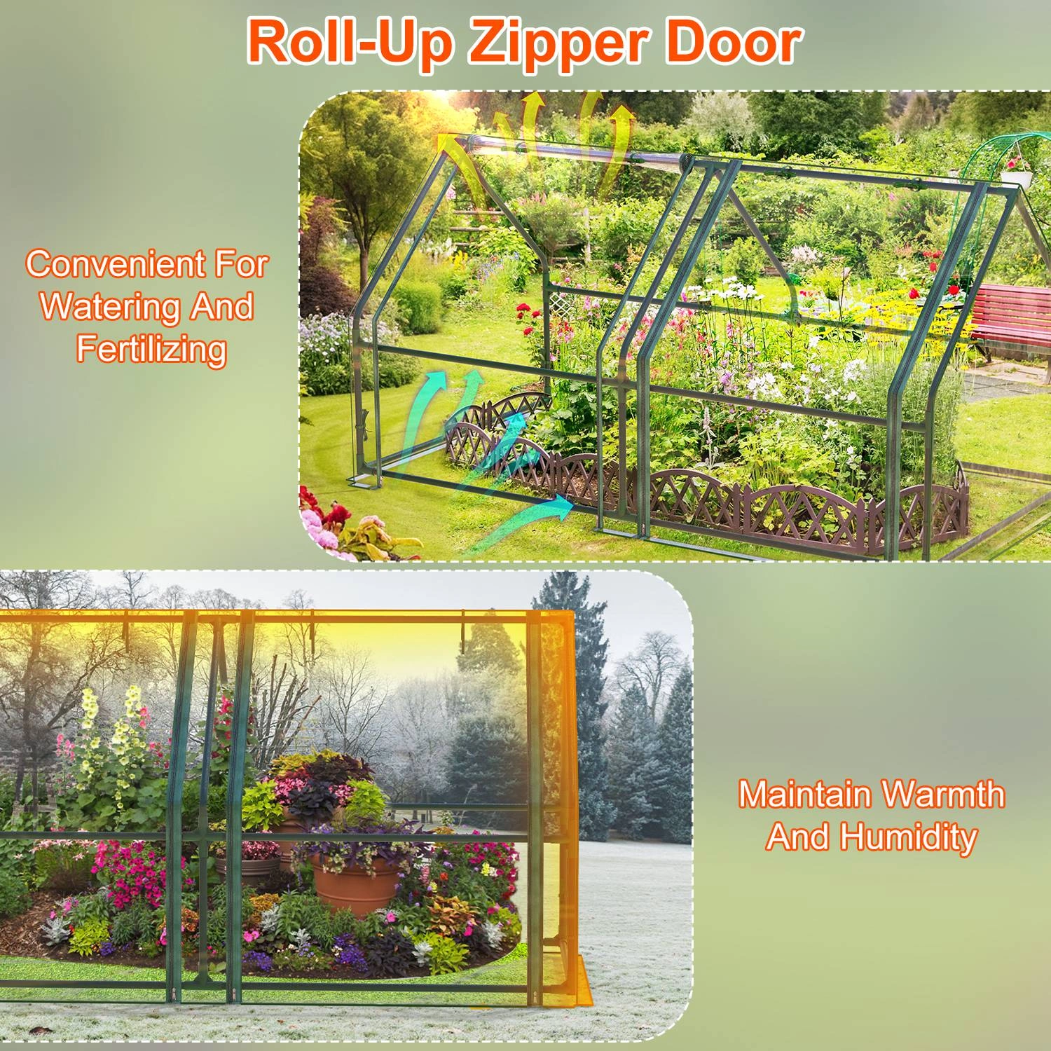 70.86*33.46*37.4 in Portable Mini Greenhouse With Roll-Up Zipper Doors Waterproof UV-Resistant PVC Cover Hot House For Indoor Outdoor Garden Patio Backyard view 7