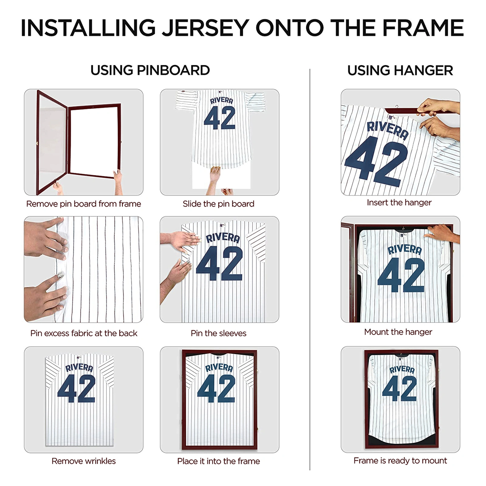 Shirt Display Frame With UV Resistant Acrylic and Hanger, Wall Mounted Baseball Basketball Football Hockey Shirt Display Frame Brown view 6