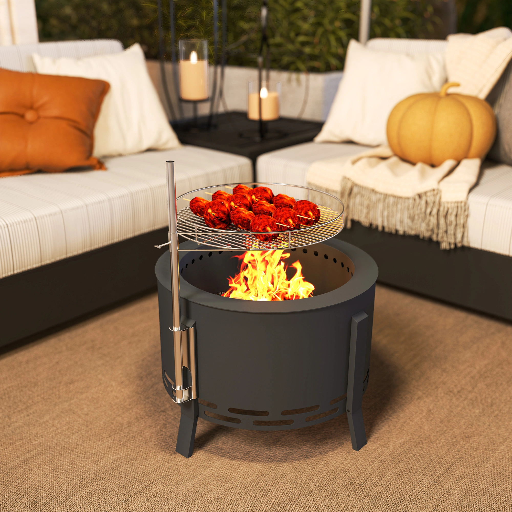 Round Fire Pit Table 36 Inch, Propane Gas Fire Pit Table with Glass Embers, Outdoor Patio Heater Table with Control Valve & Cover view 5