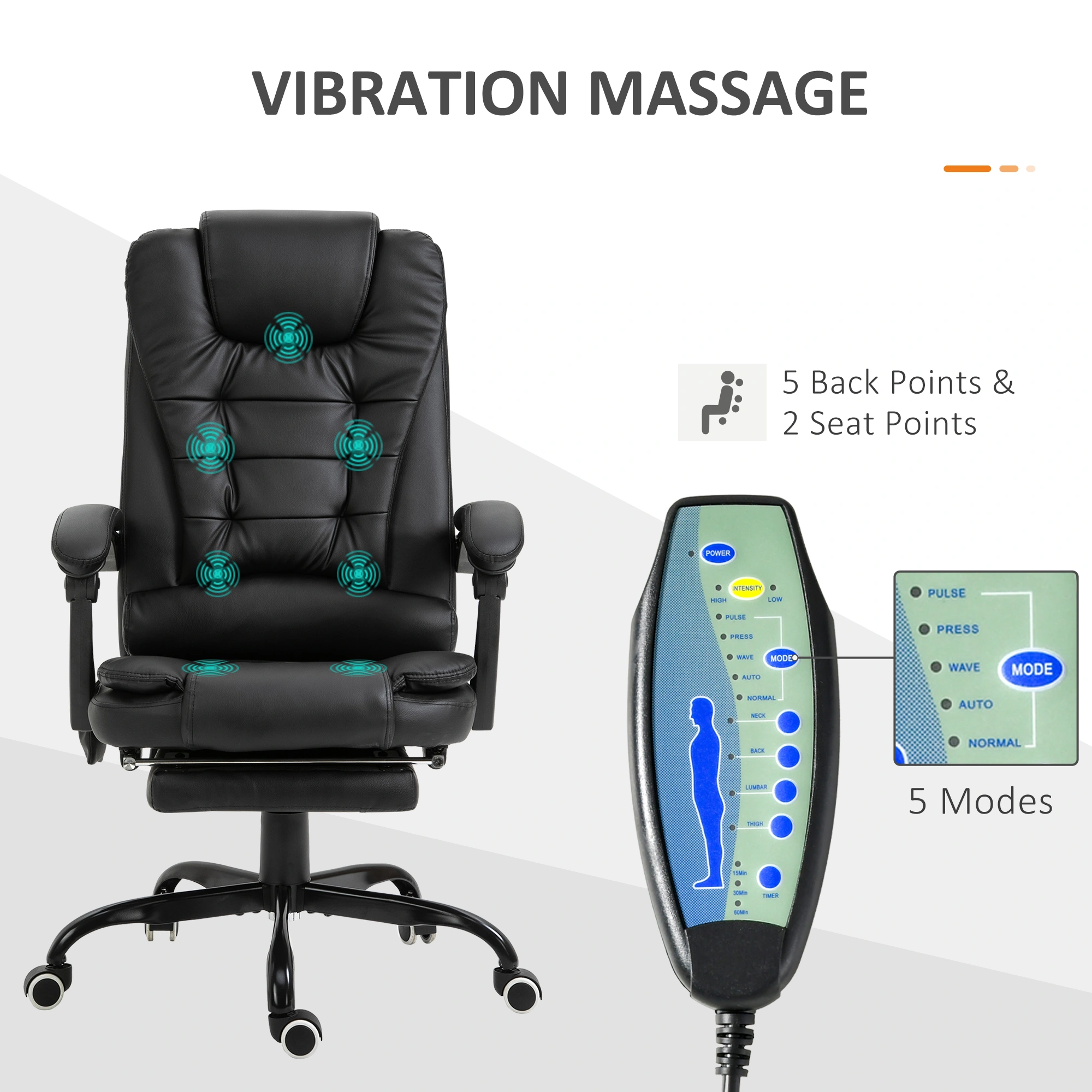Massage Office Chair Ergonomic High Back Executive Swivel Chair with Lumbar Support & Headrest view 3