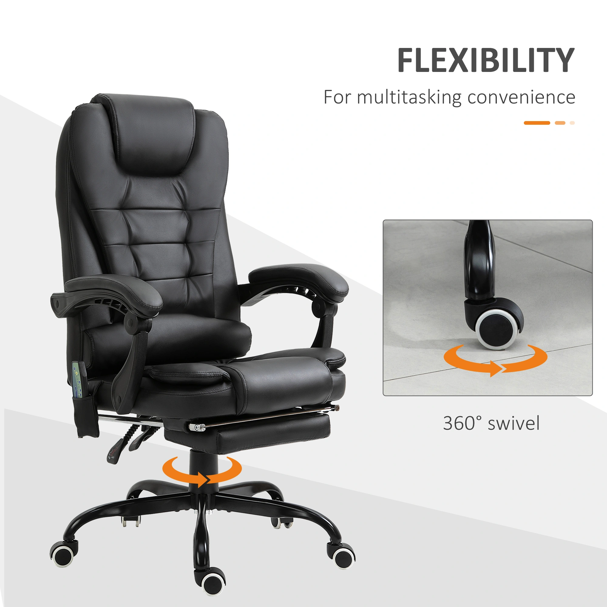 Massage Office Chair Ergonomic High Back Executive Swivel Chair with Lumbar Support & Headrest view 6