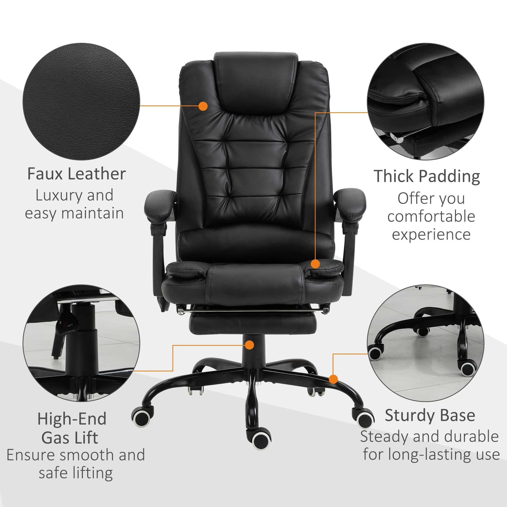 Massage Office Chair Ergonomic High Back Executive Swivel Chair with Lumbar Support & Headrest view 7