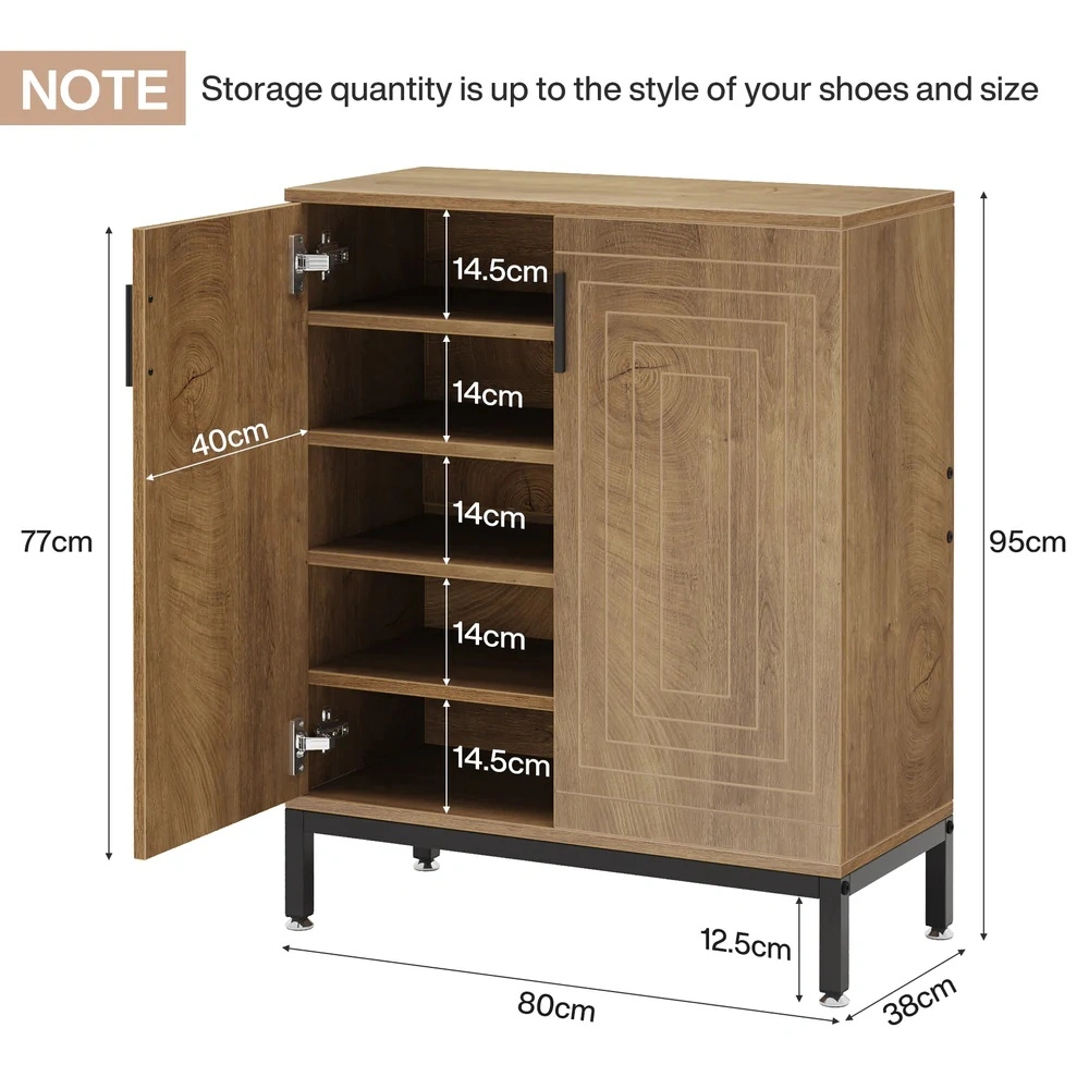 Shoe Storage Cabinet - Modular Entryway Organizer with Adjustable Shelves, Breathable Design, Holds Up to 12 Pairs, Space-Saving Floor Shoe Rack view 3
