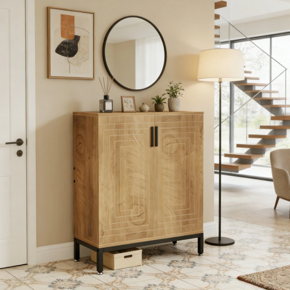 Shoe Storage Cabinet - Modular Entryway Organizer with Adjustable Shelves, Breathable Design, Holds Up to 12 Pairs, Space-Saving Floor Shoe Rack view 4