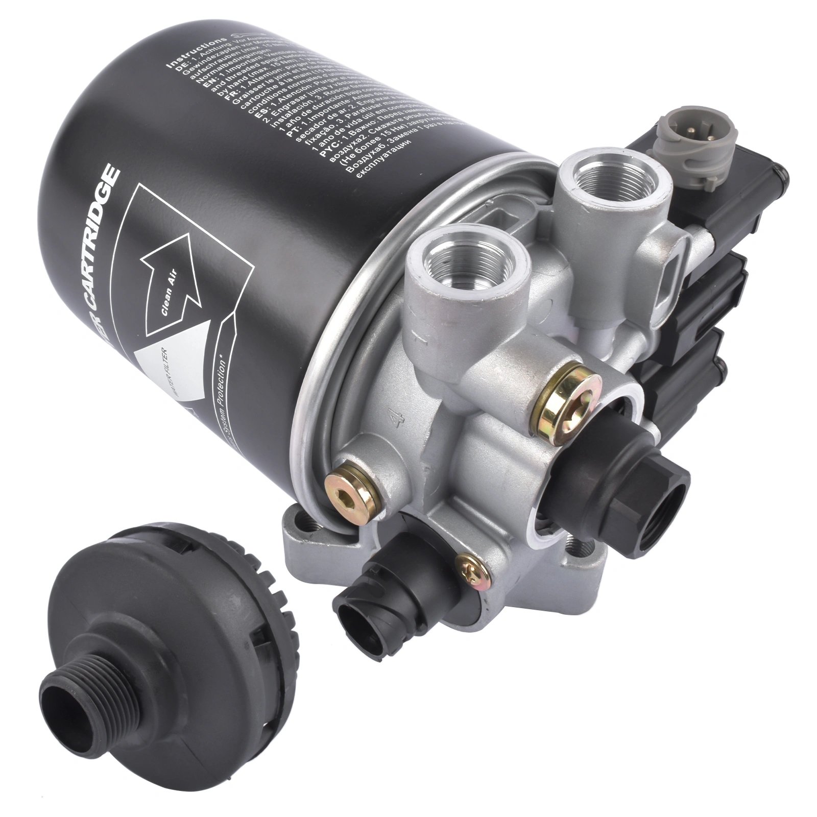 Air Dryer with Coalescing Cartridge 12V 100W for Volvo #21440978 4324252000 S4324252000 view 2