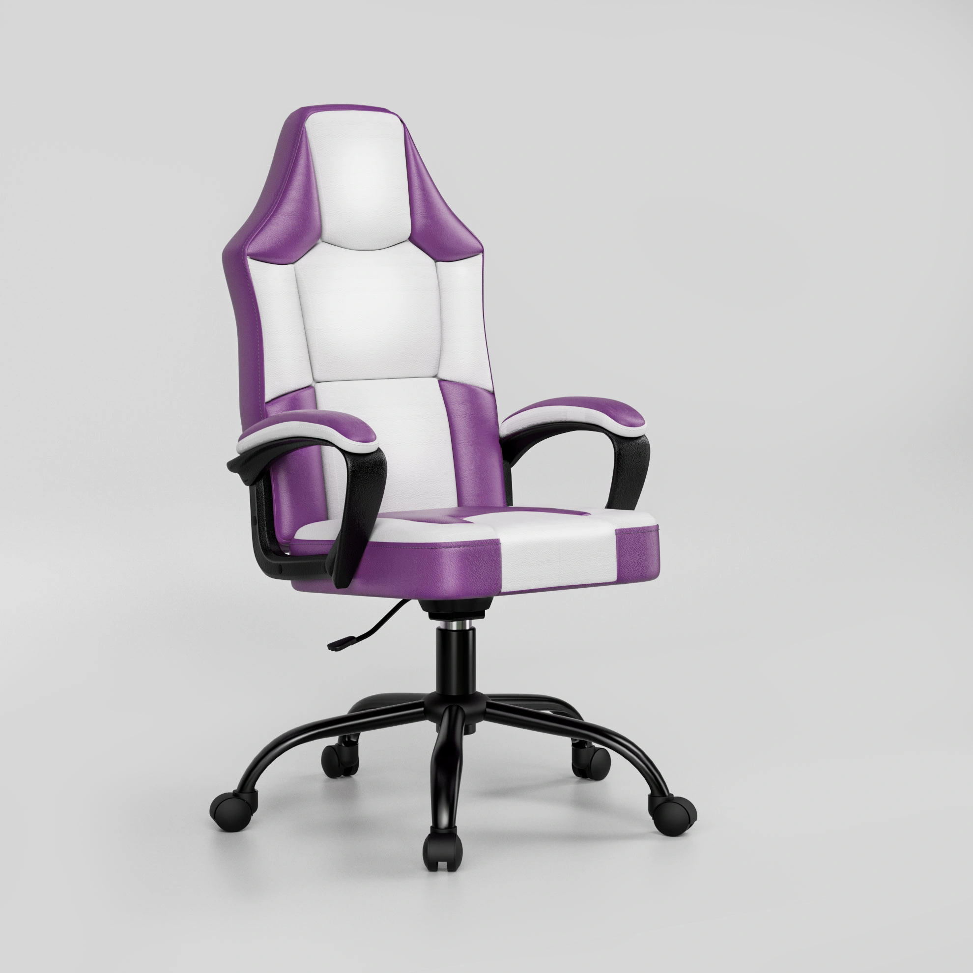 Ergonomic Gaming Chair, Height Adjustable PU Leather Office Chair with Wheels, High Back Swivel Computer Desk Chair for Adults