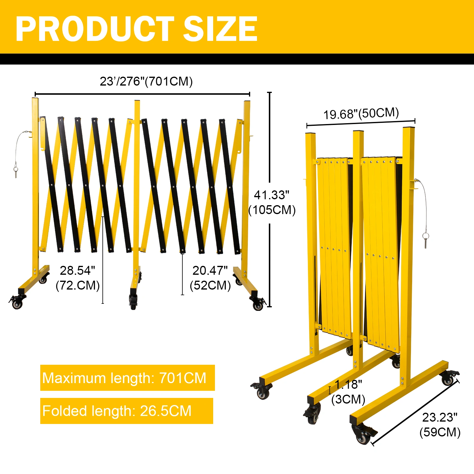 Metal Expandable Barricade 7m Retractable Fence Outdoor Mobile Safety Barrier Gate with Casters Collapsible Accordion Barricade Gate view 2