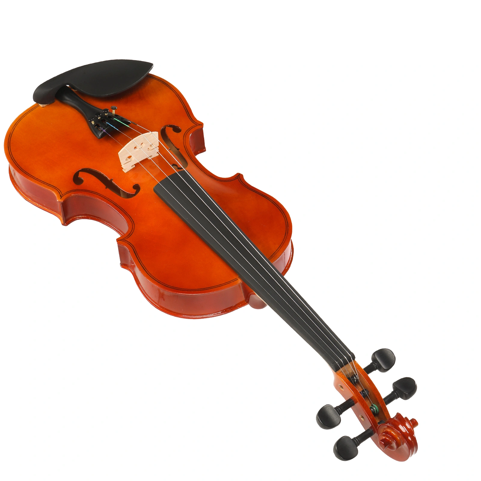 GV100 4/4 Acoustic Violin Case Bow Rosin Strings Tuner Shoulder Rest Natural view 4