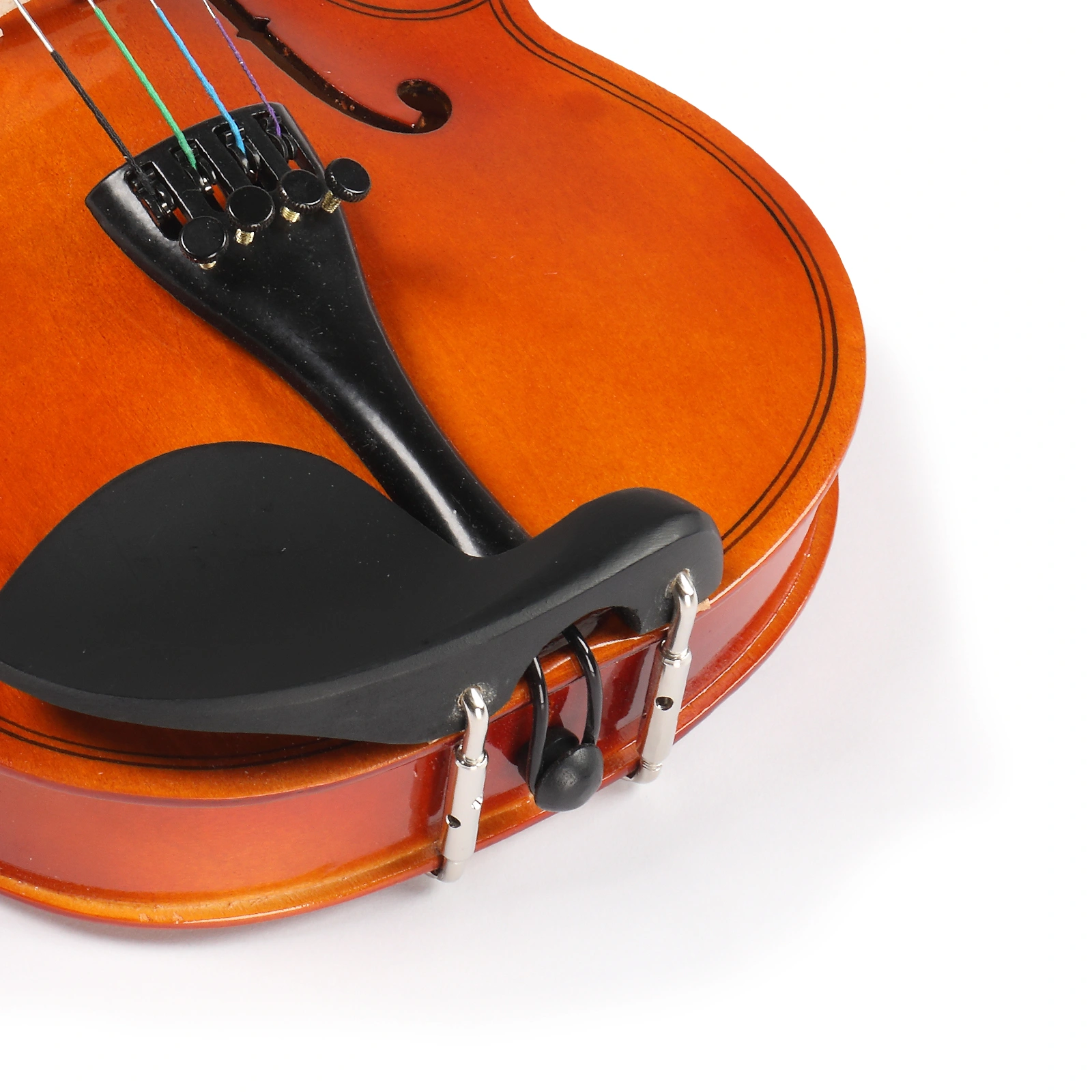 GV100 4/4 Acoustic Violin Case Bow Rosin Strings Tuner Shoulder Rest Natural view 5