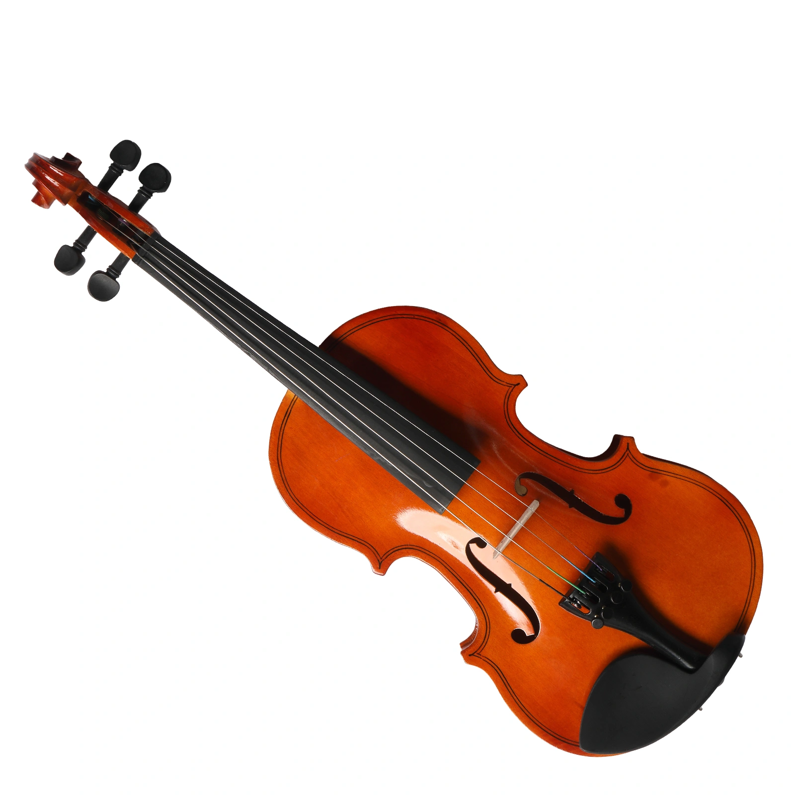 GV100 4/4 Acoustic Violin Case Bow Rosin Strings Tuner Shoulder Rest Natural view 6