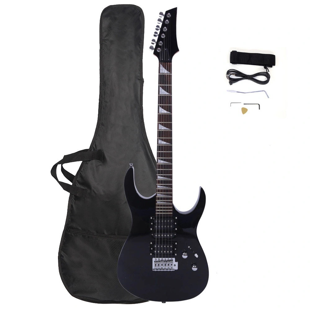 Novice Entry Level 170 Electric Guitar HSH Pickup Bag Strap Paddle Rocker Cable Wrench Tool Black