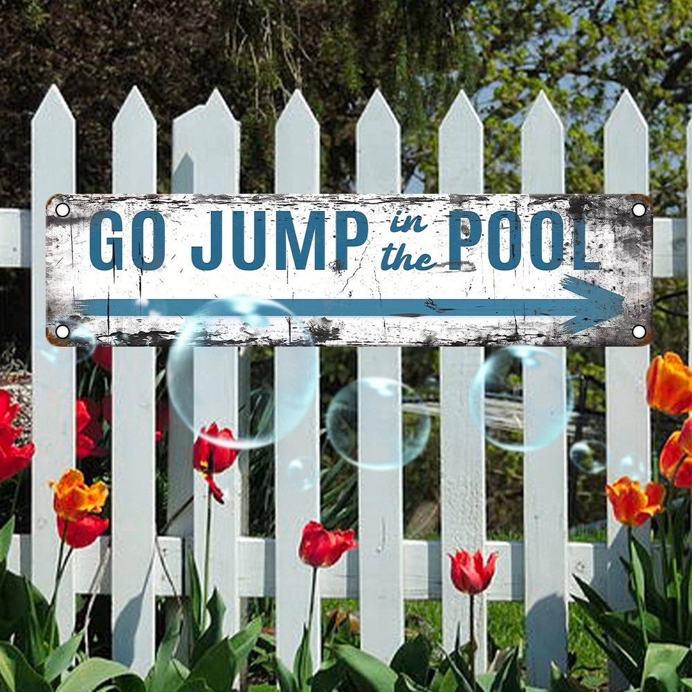 CIFbuy Vintage Aluminum Sign Jump Into The Pool UV Printed Metal Plaque Home Garage Cafe Restaurant Bar Waterproof Dustproof Decor view 4