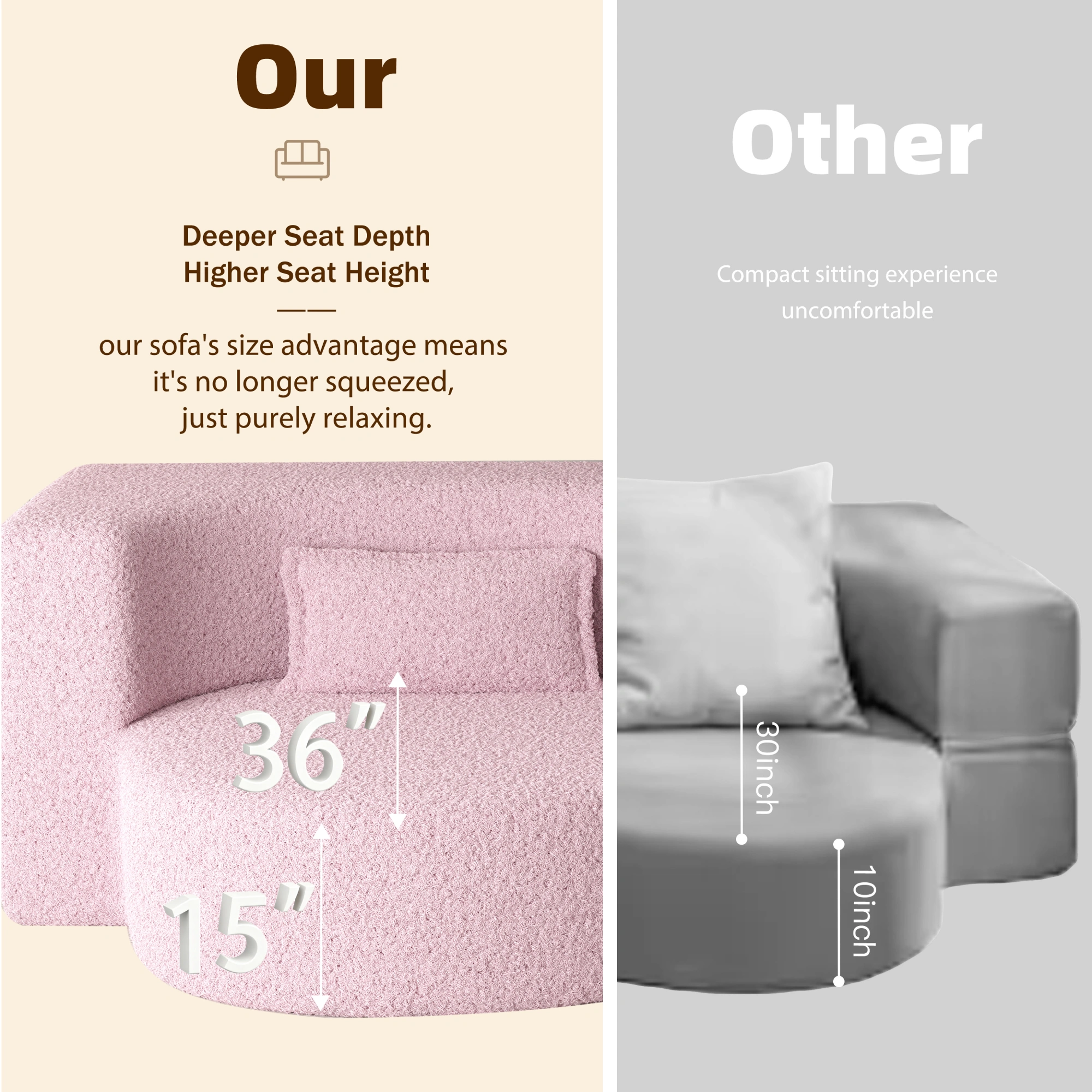 Modern Pink Floor Sofa Bed, Convertible Sherpa Fleece with 2 Pillows, 15" Full Size Folding Mattress, No Assembly, Living Room Playroom view 19