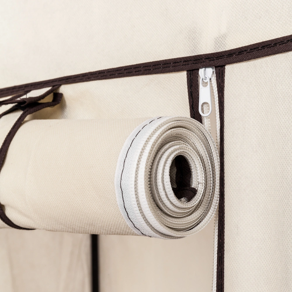 69" Portable Clothes Closet Non-Woven Fabric Wardrobe Double Rod Storage Organizer Beige view 16