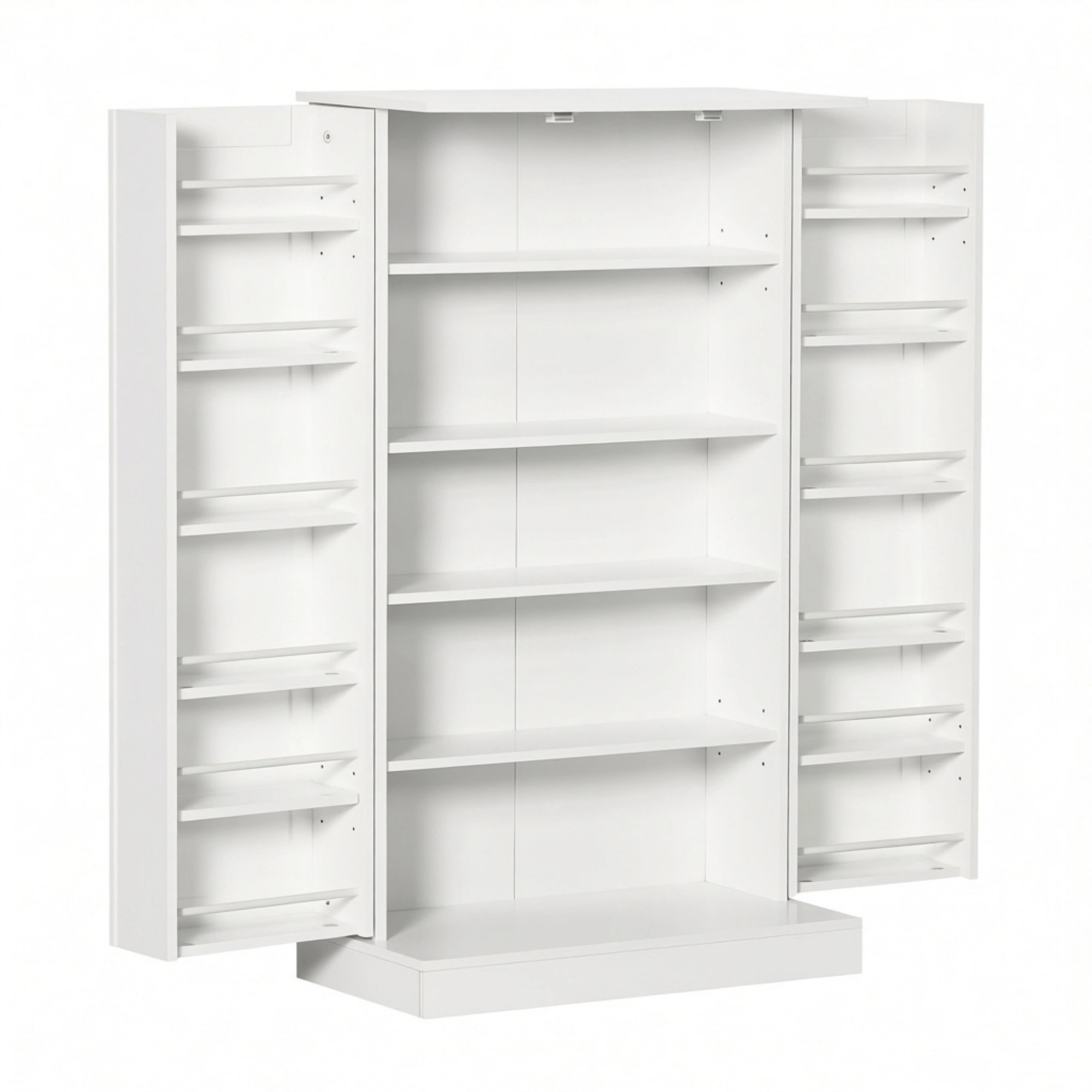 White 41" Modern Freestanding Kitchen Pantry Cabinet, Double Door Storage Organizer with Adjustable Shelves view 2