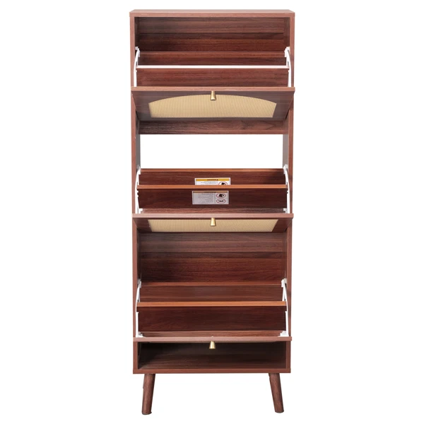 Rattan-covered 3-drawer shoe cabinet, particleboard, 54*24*135 cm, brown view 3