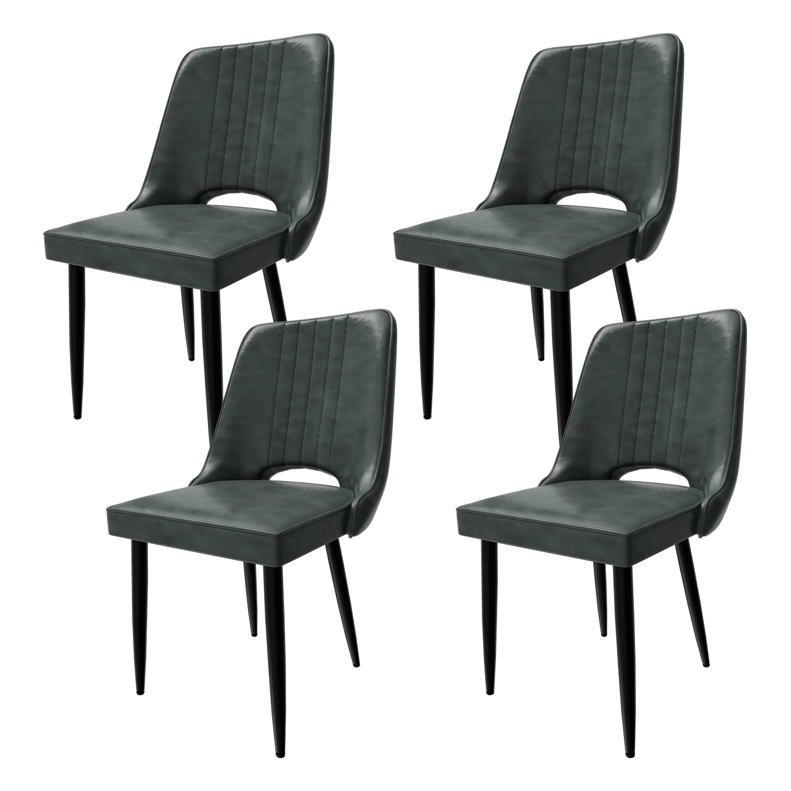 4 Pack Dining Chairs Set, Faux Leather High Back Chairs, Padded Kitchen Chairs with Metal Legs for Living Room