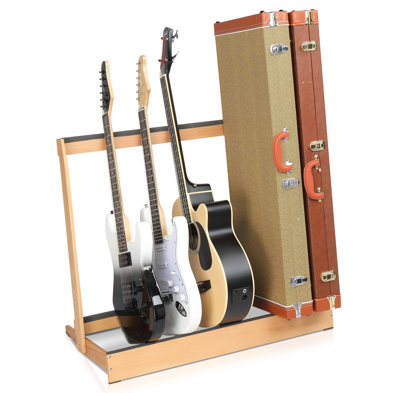 Folding Hardwood Guitar Stand, Compact Case Holder for Electric Guitar, Bass & Acoustic, Space-Saving for Home Studio view 12