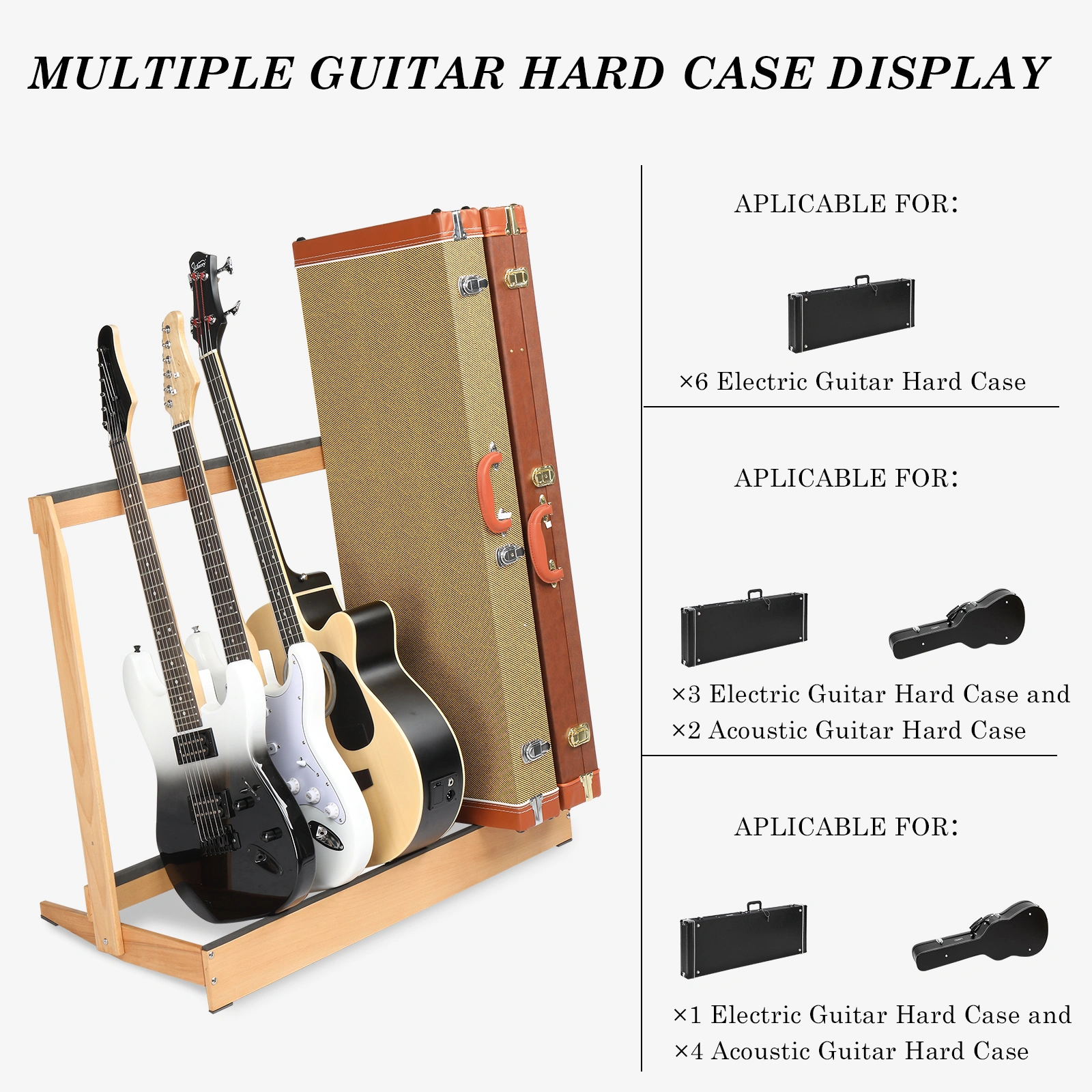 Folding Hardwood Guitar Stand, Compact Case Holder for Electric Guitar, Bass & Acoustic, Space-Saving for Home Studio view 8