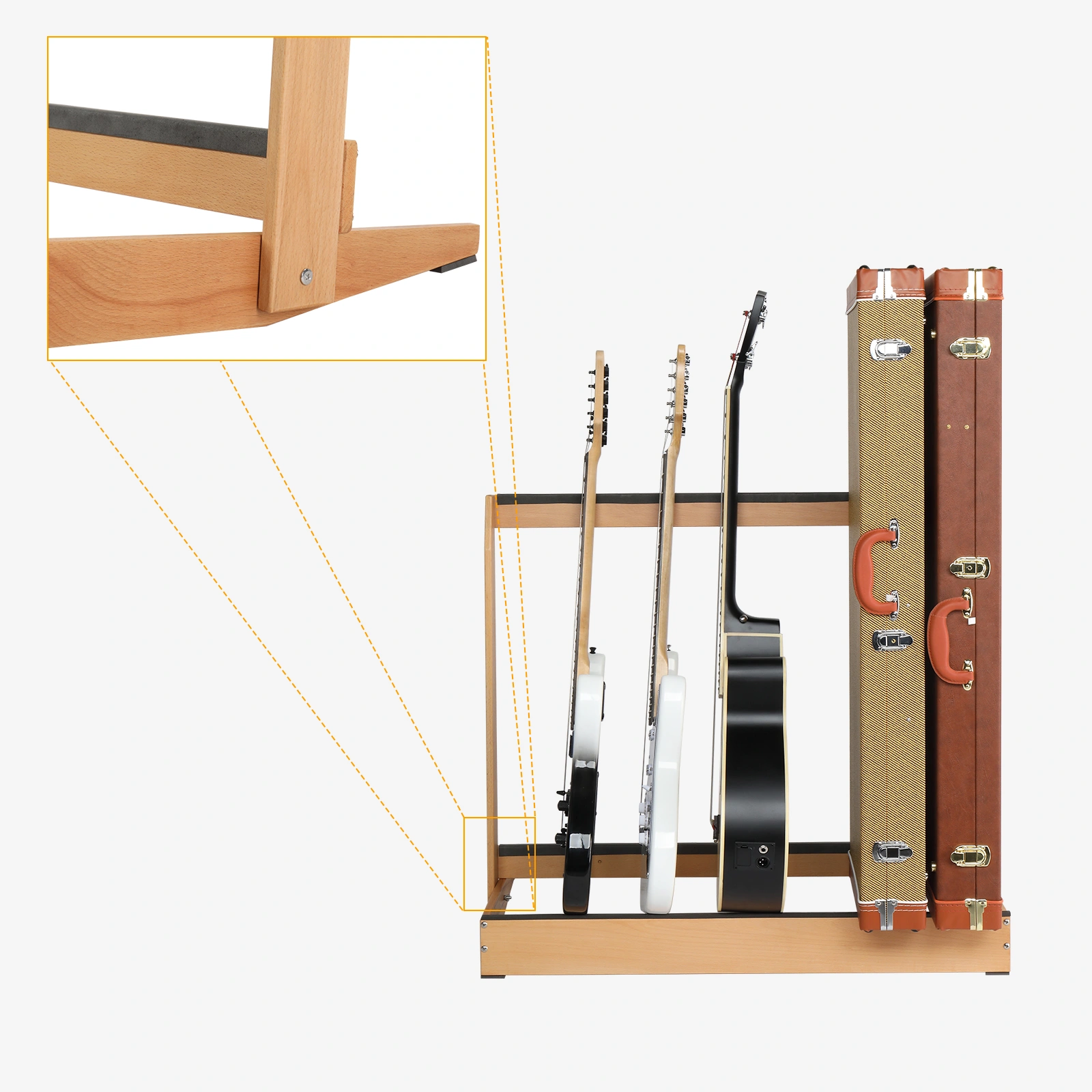 Folding Hardwood Guitar Stand, Compact Case Holder for Electric Guitar, Bass & Acoustic, Space-Saving for Home Studio view 9