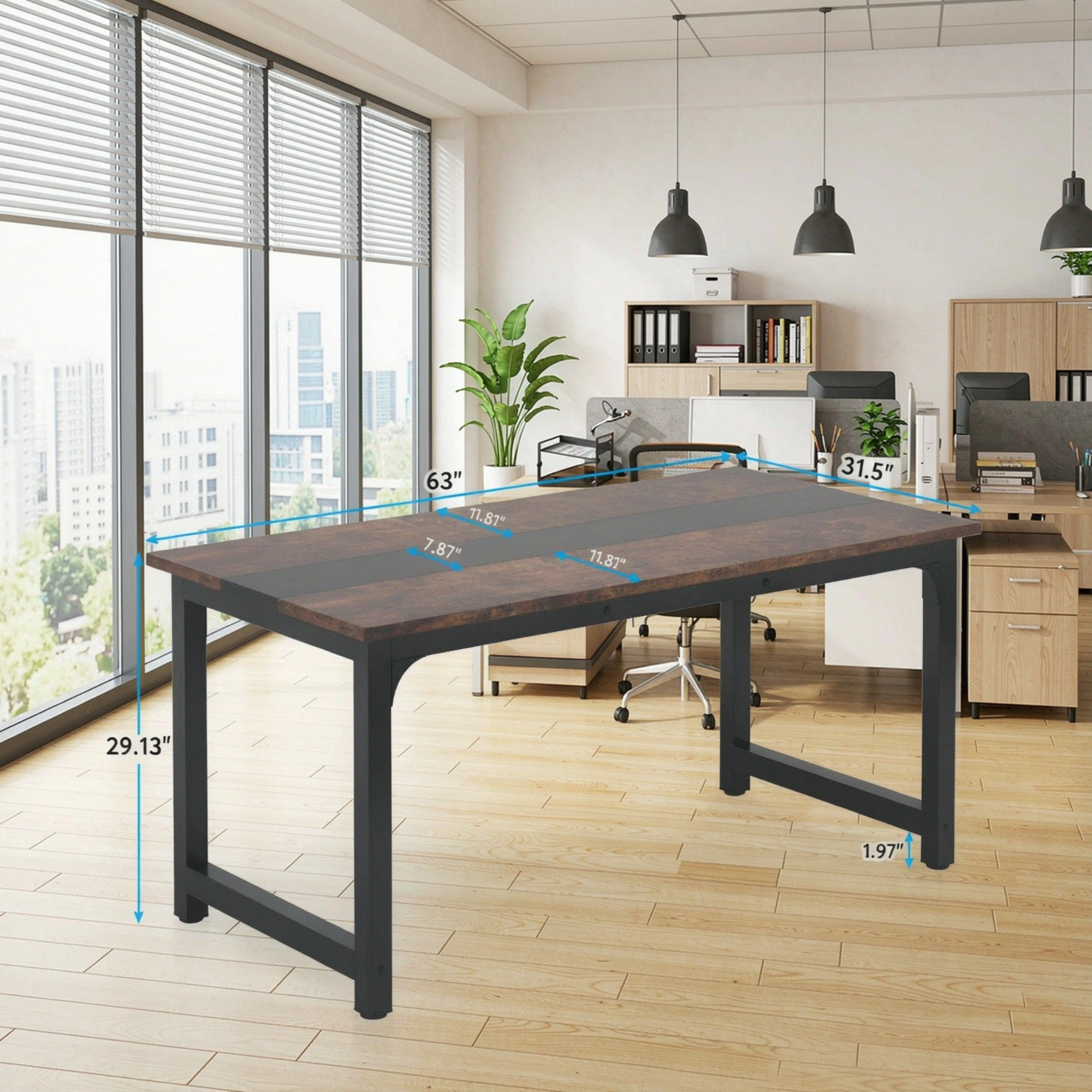 Minimalist Rectangular Conference Table, Meeting & Workstation Desk view 6