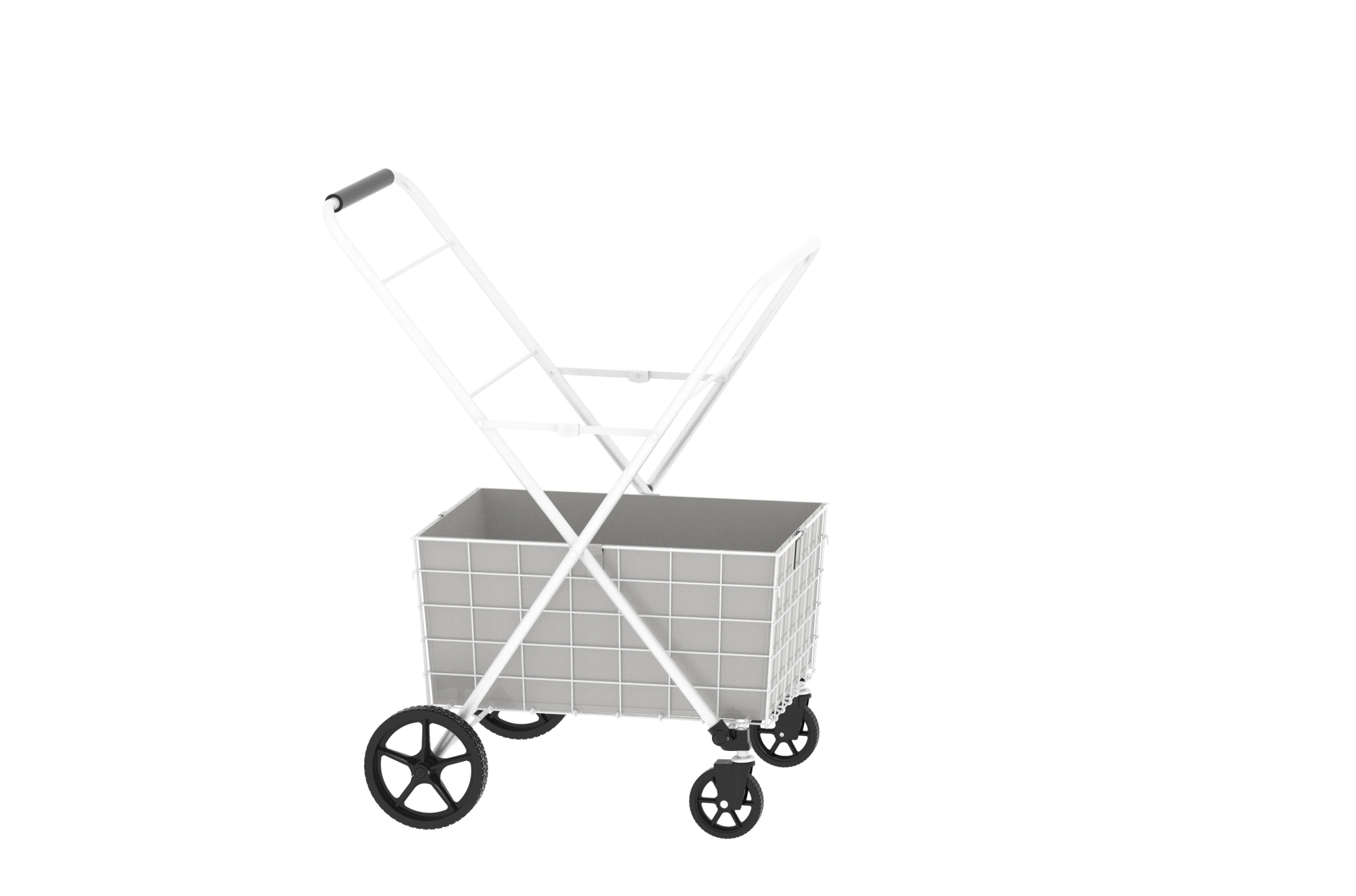 Extra Jumbo Shopping Cart 2 Layer Foldable Utility Cart with 360° Swivel Wheels Double Basket Grocery Laundry Cart White view 8