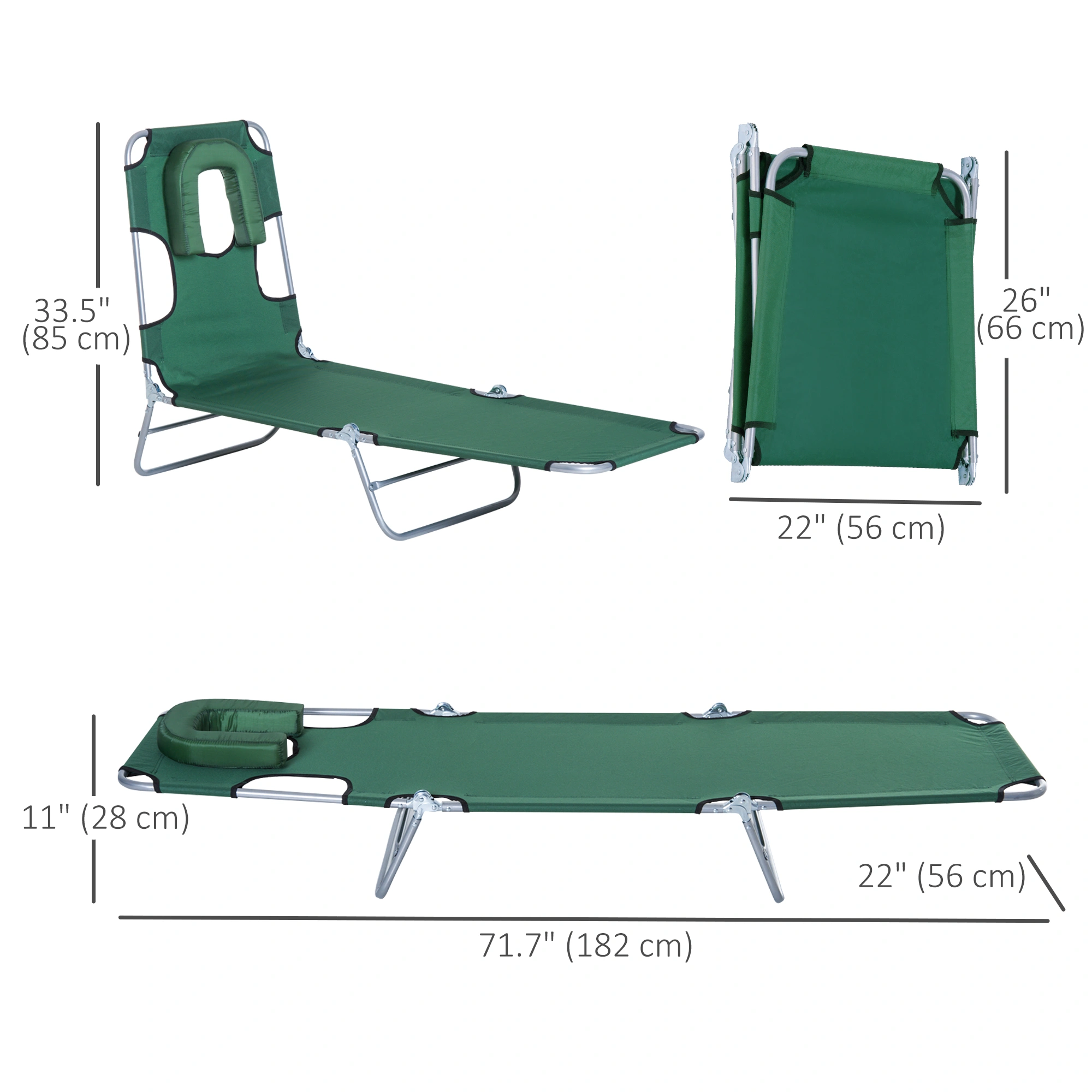 Folding Lounge Rocking Chair, Outdoor Patio Chair with Cup Holder, Portable Lightweight Foldable for Camping Beach view 3