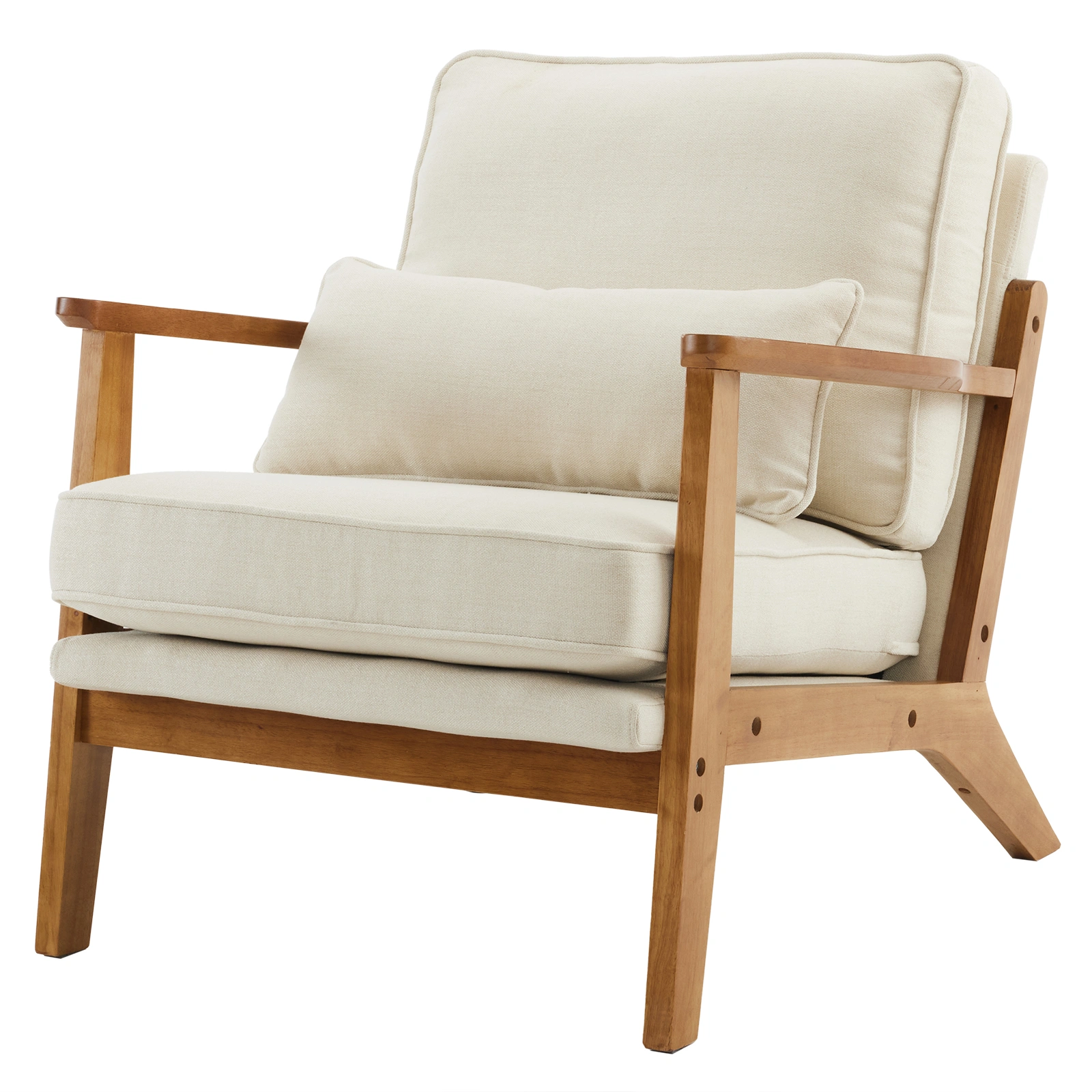 Oak Armrest Oak Upholstered Single Lounge Chair Indoor Lounge Chair Off-White view 23